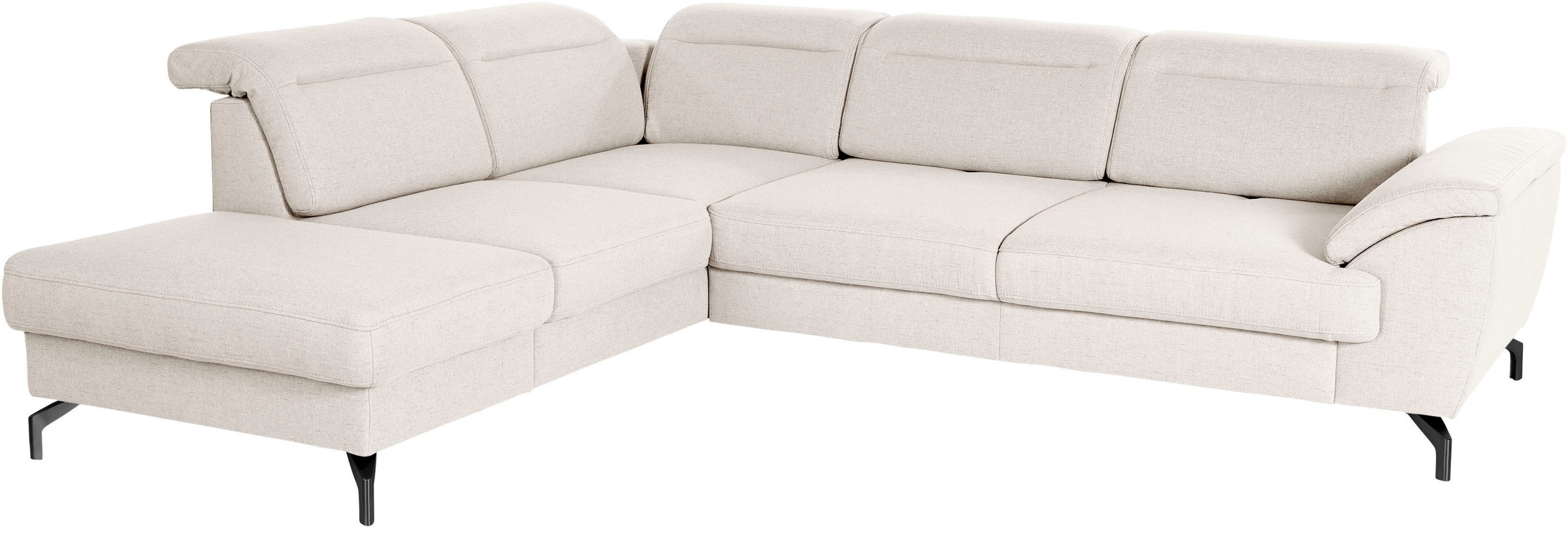 sit&more Ecksofa »Percy L-Form«, 12 cm Fußhöhe, Sitztiefenverstellung, wahlweise in 2 Fußfarben