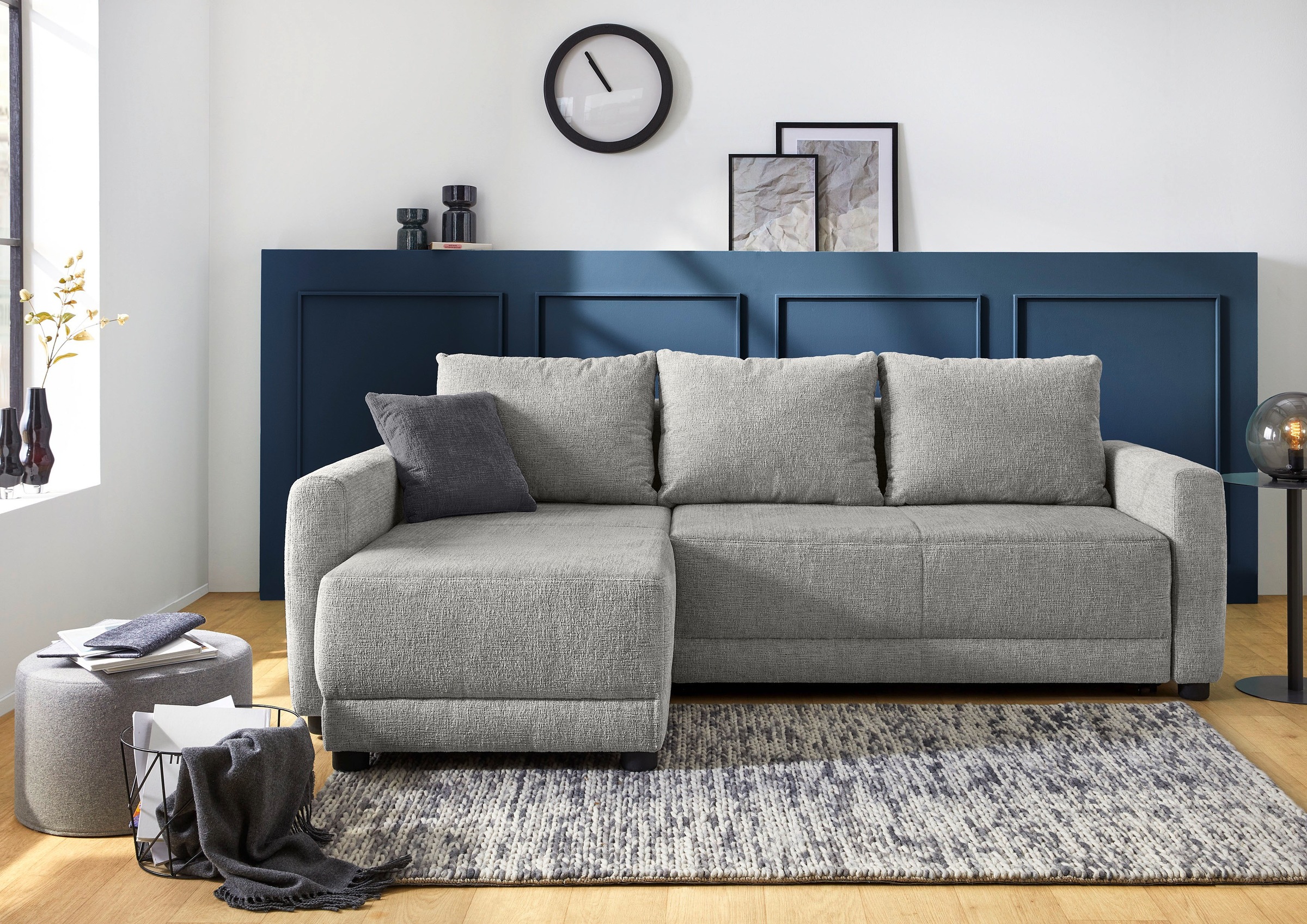 Jockenhöfer Gruppe Ecksofa »Venezia, inklusive Bettfunktion und Bettkasten« Ottomane links oder rechts montierbar, inkl. Rücken- und Zierkissen