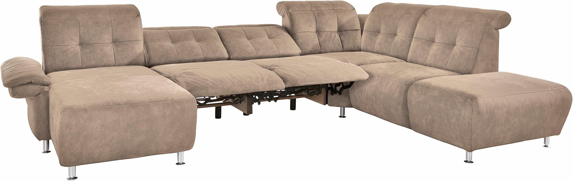 Places of Style Wohnlandschaft »Manhattan U-Form«, 2 Sitze mit elektrischer Relaxfunktion, verstellbare Armlehnen