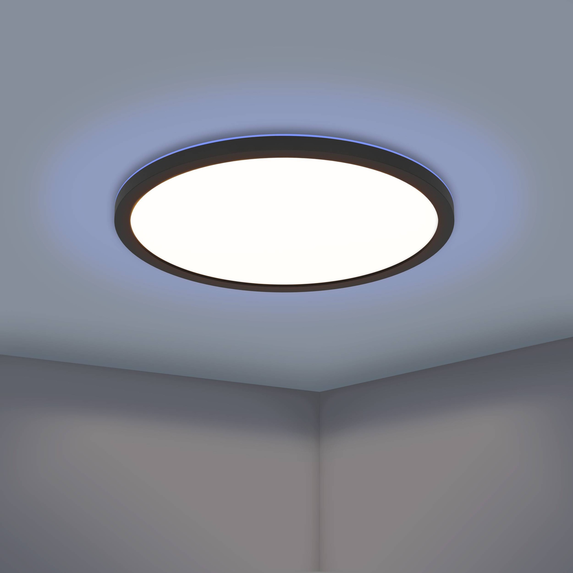 EGLO Deckenleuchte »Rovito-Z Deckenlampe, ZigBee 3.0, Kunststoff, Badezimmerlampe, IP44« LED-Modul 1 Stk. Kaltweiß | RGB Wand-/Deckenleuchte - H3 x Ø30 cm - schwarz - 13,9W inkl.