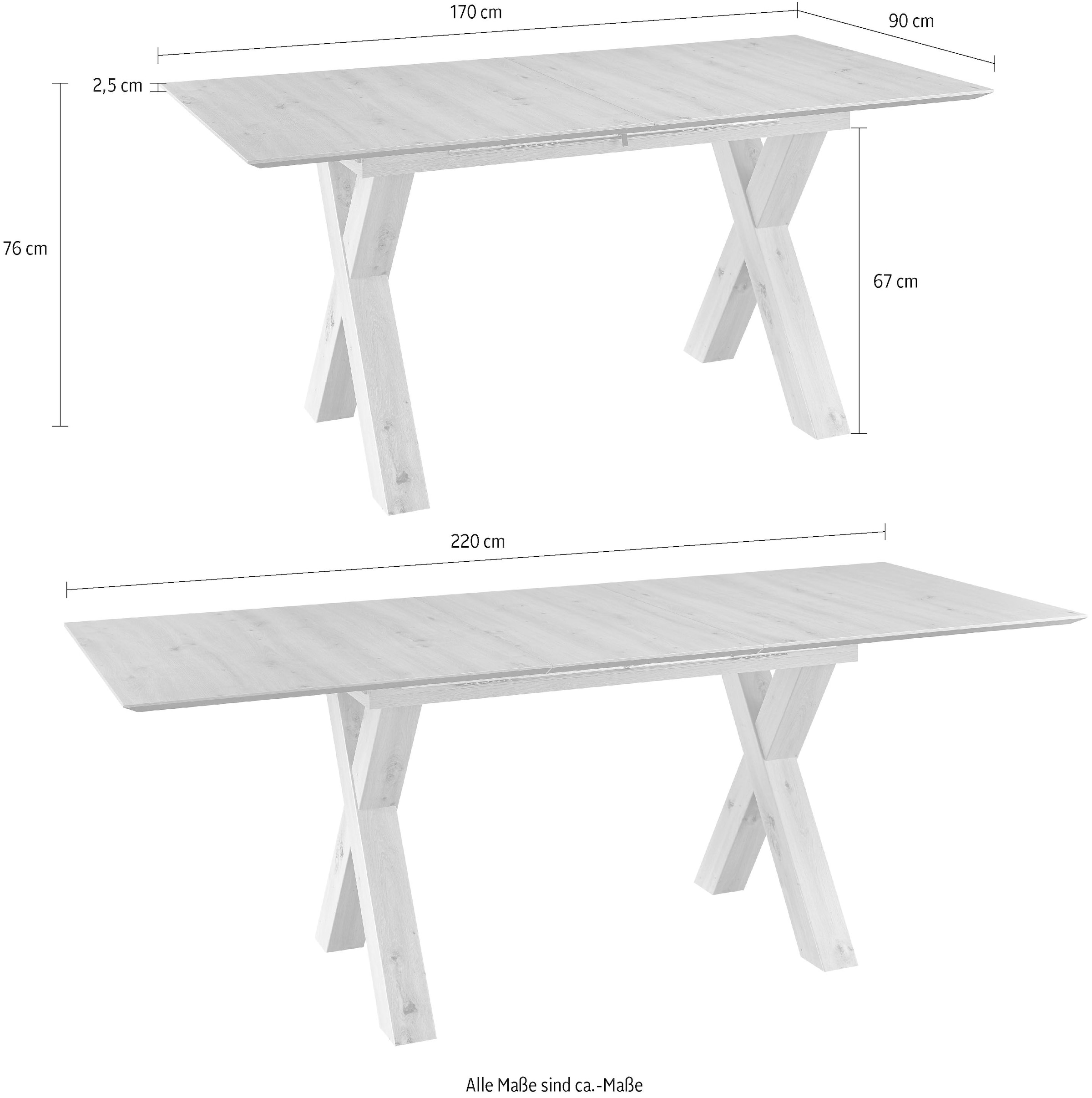 set one by Musterring Esstisch »New Atlanta« Platte rechteckig mit schweizer Kante, ausziehbar, Gestell in X-Form