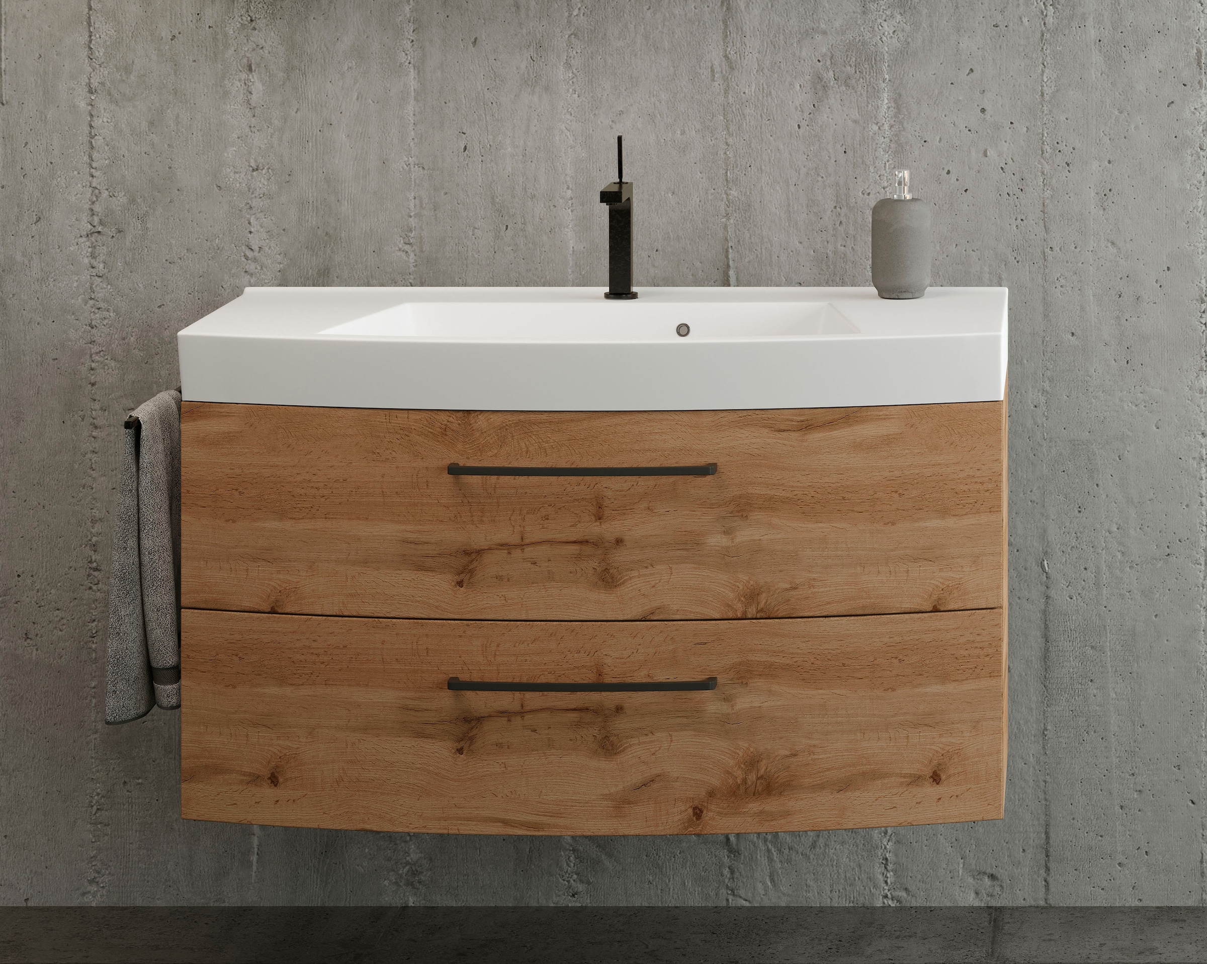 welltime Waschbeckenschrank »Chicago«, Badmöbel, Waschtisch, Breite 100 cm, mit Softclose
