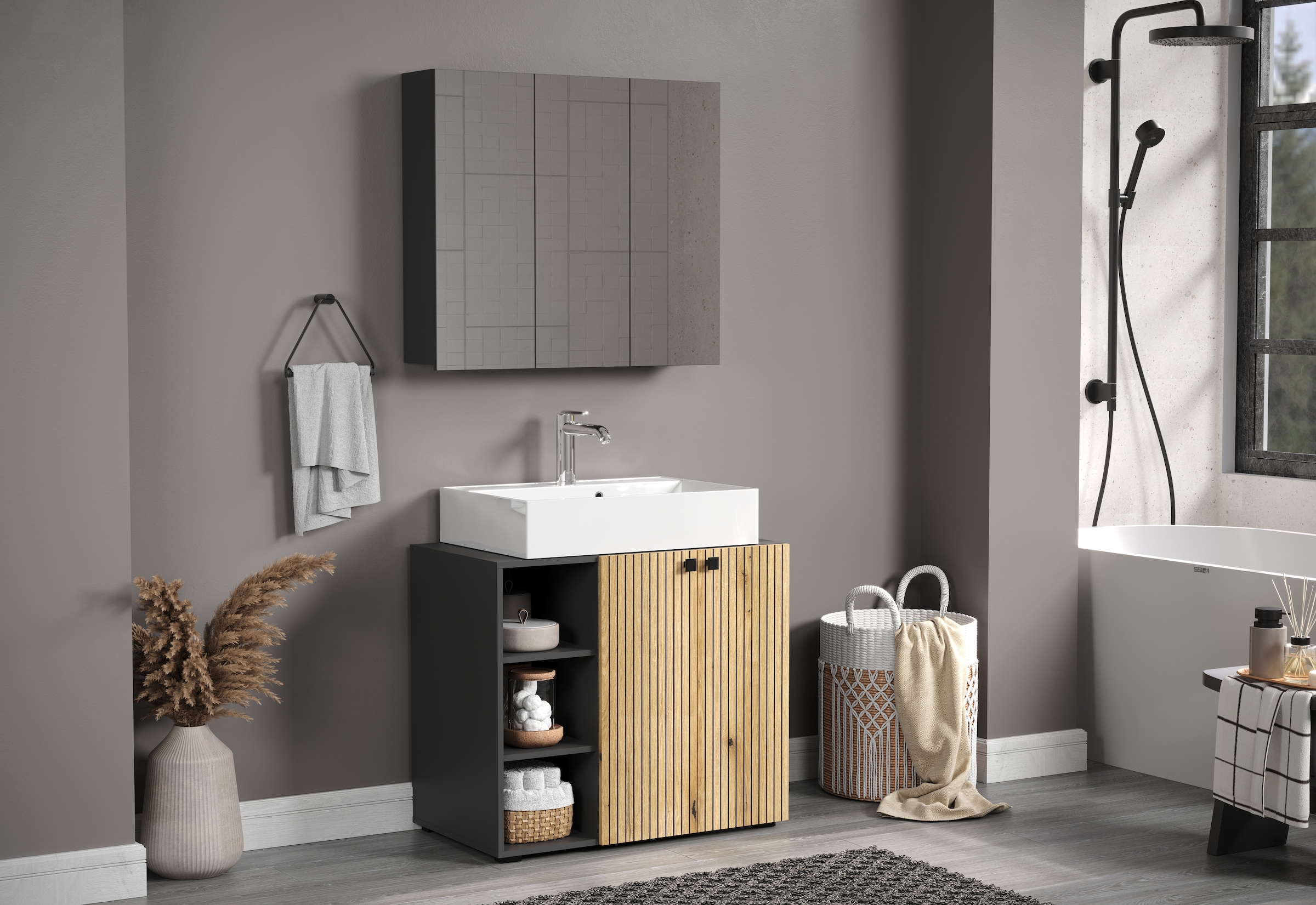 welltime Badspiegel »Amrum«, (1 St.), Eleganter Badezimmerspiegel mit Ablag günstig online kaufen