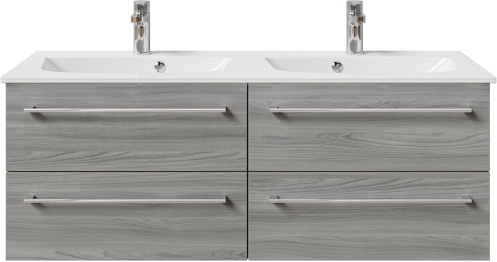 Saphir Waschtisch »Serie 6025 Mineralmarmor-Waschtisch mit Unterschrank, 132 cm breit«, Doppel-Waschplatz mit 4 Schubladen, hängend, verschiedene Ausführungen