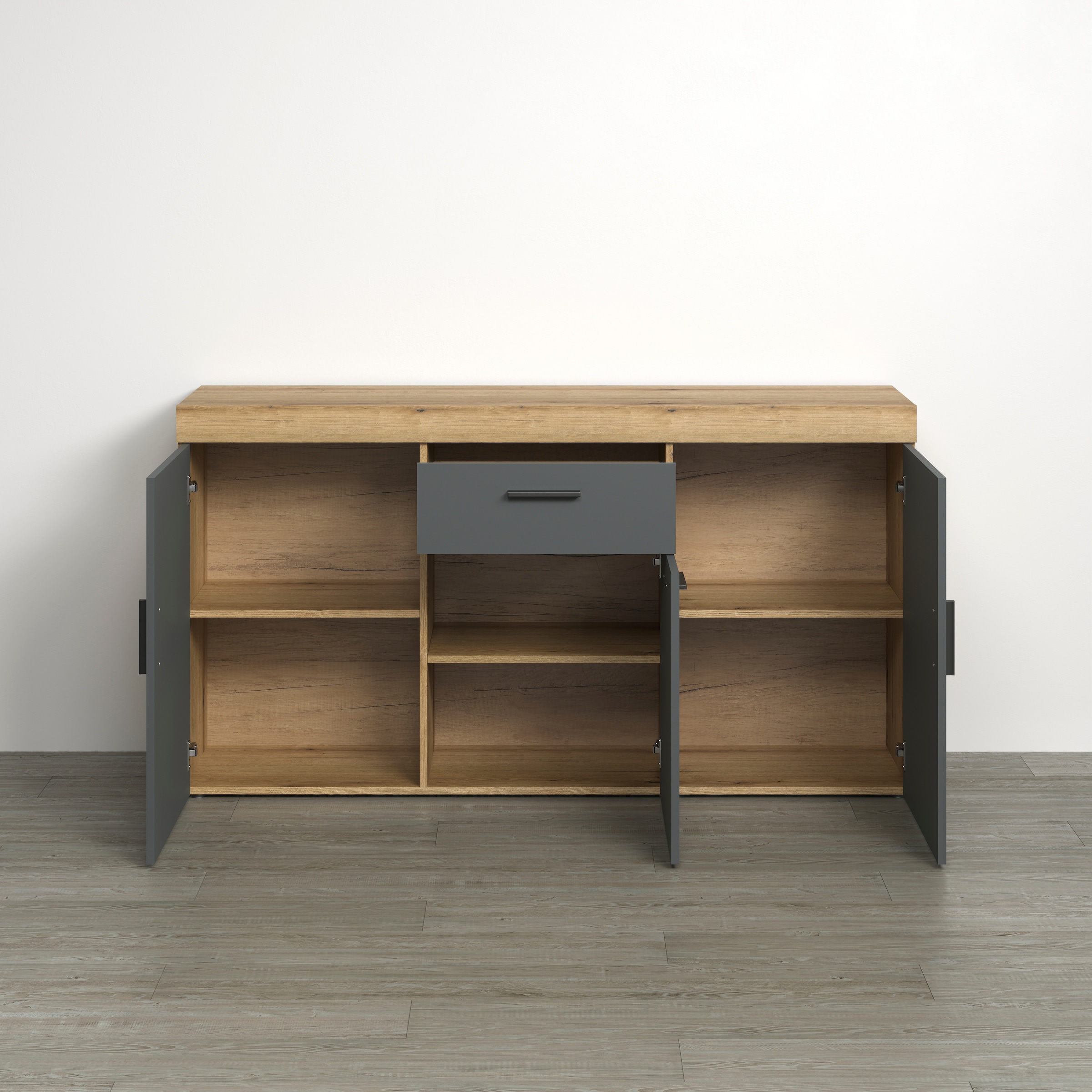 Home affaire Sideboard »Ghent«, (Packung, 1 St.), Kommode mit Hirnholzapplikationen - (B/T/H): 160/42/86 cm