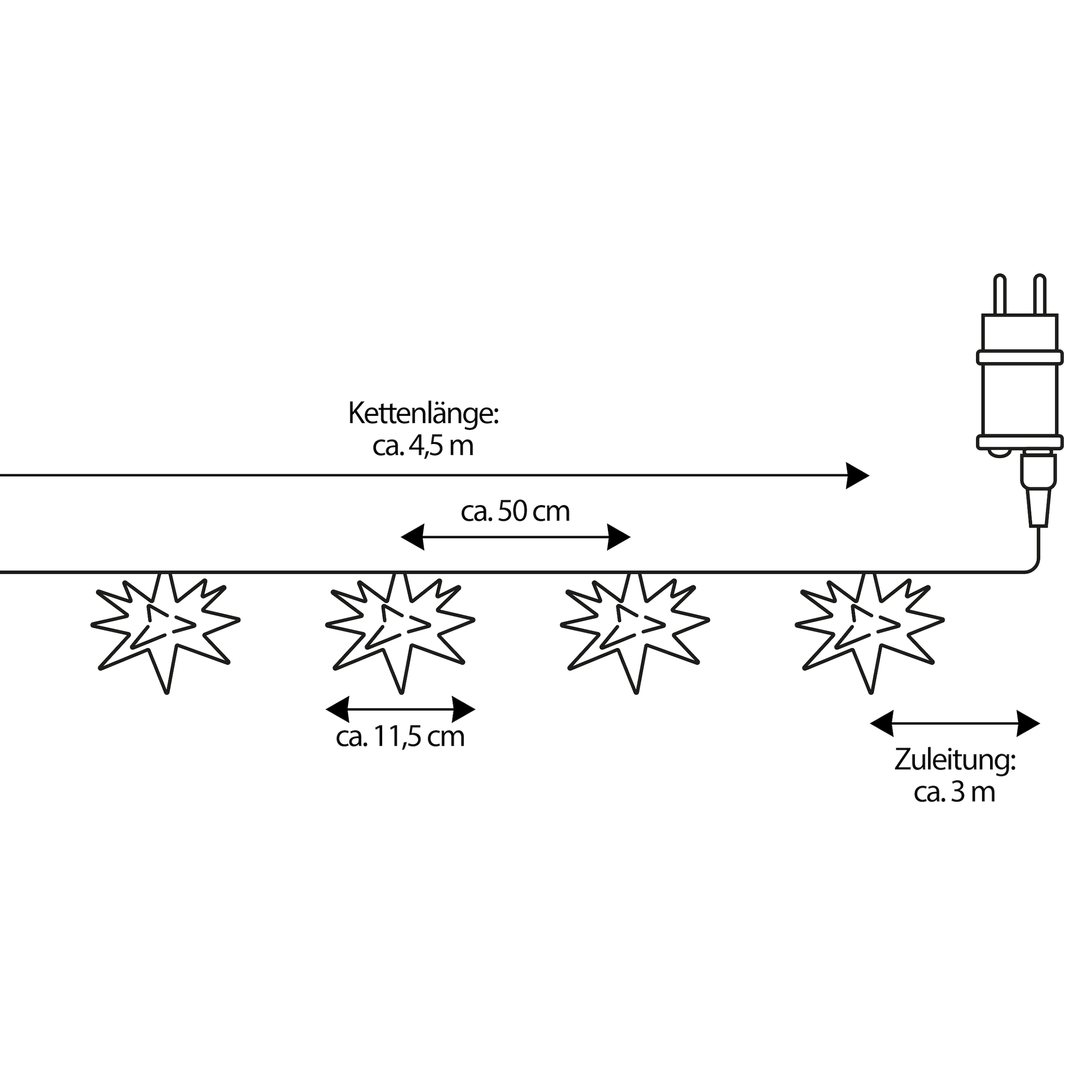 my home LED-Lichterkette »Elvya« 10 Stk.-flammig 3D 10er Sternenlichterkette