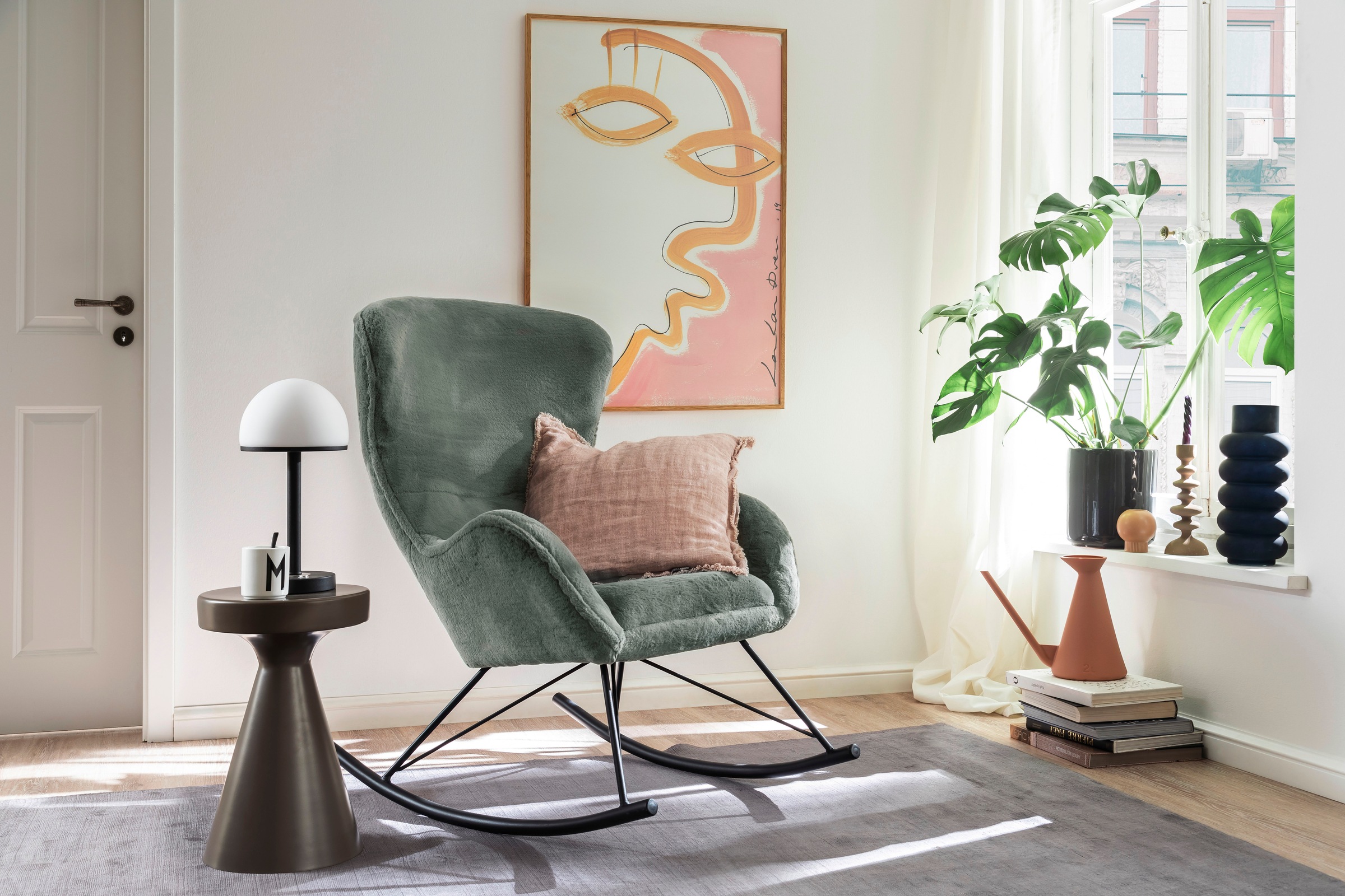 MCA furniture Schaukelstuhl »ORIOLO«, Polyester, in kuscheliger Teddy Optik