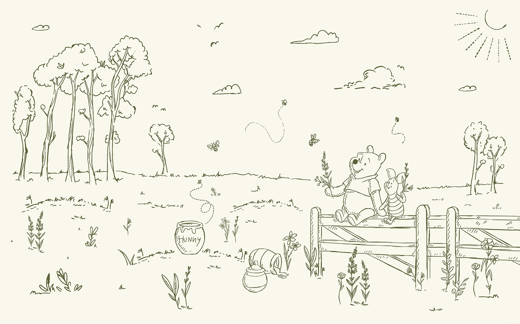 Komar Kindertapete »Disney Winnie the Pooh Bee at One with Nature«, bedruckt