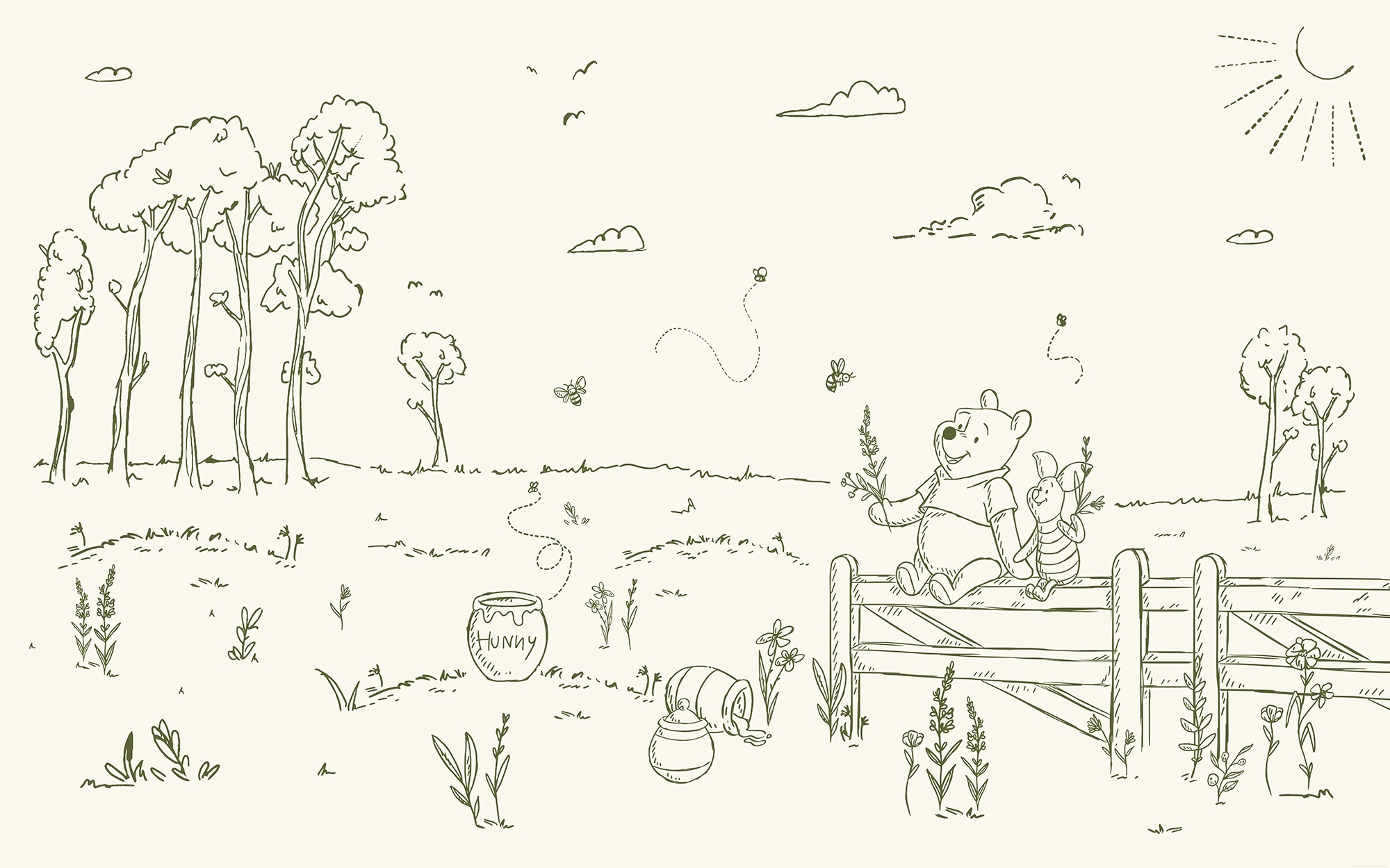Komar Kindertapete »Disney Winnie the Pooh Bee at One with Nature«, bedruck günstig online kaufen