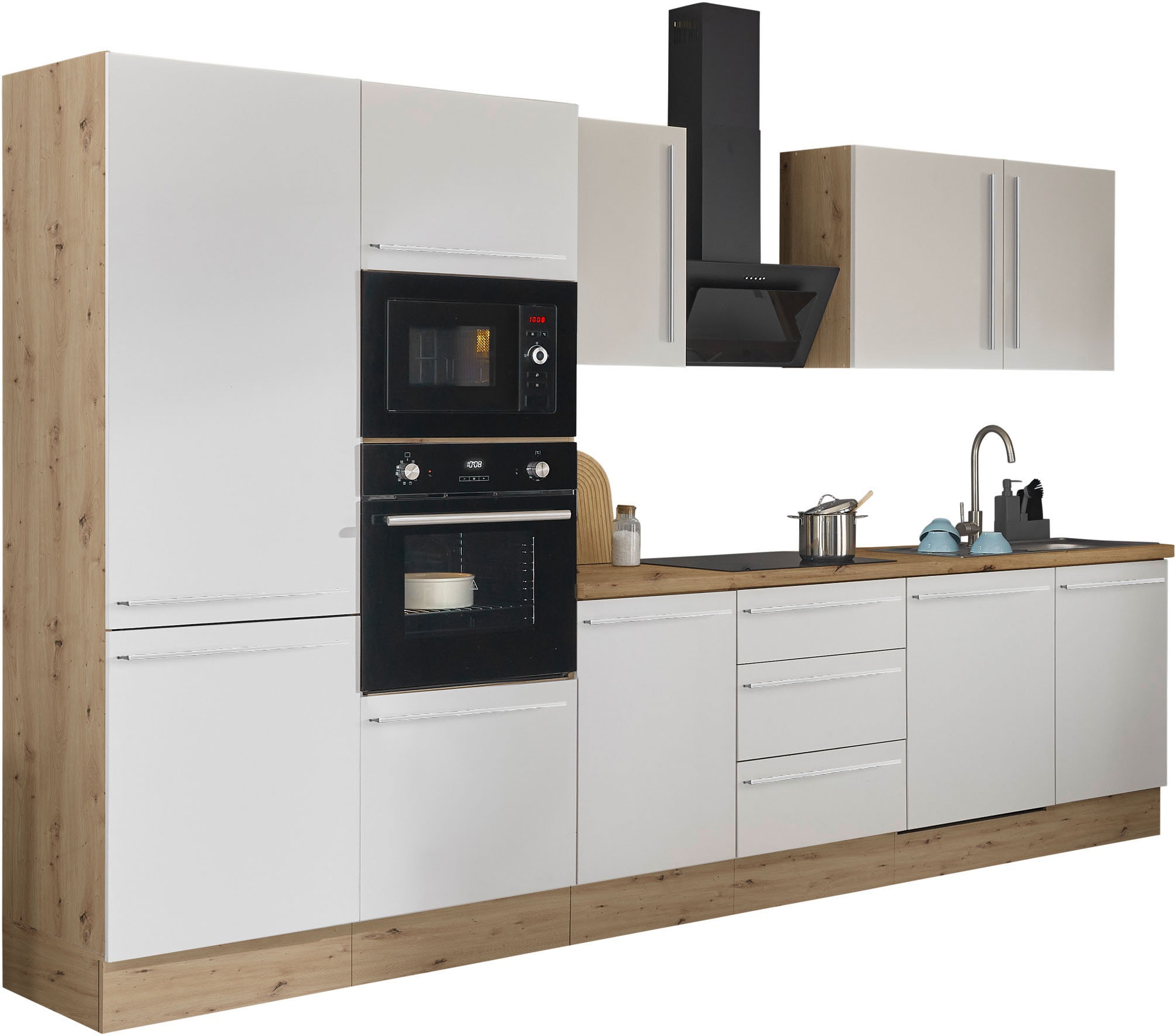 KOCHSTATION Küchenzeile »Florida«, Breite 340 cm, wahlweise mit E-Geräten,Softclose für Türen/Schubkästen