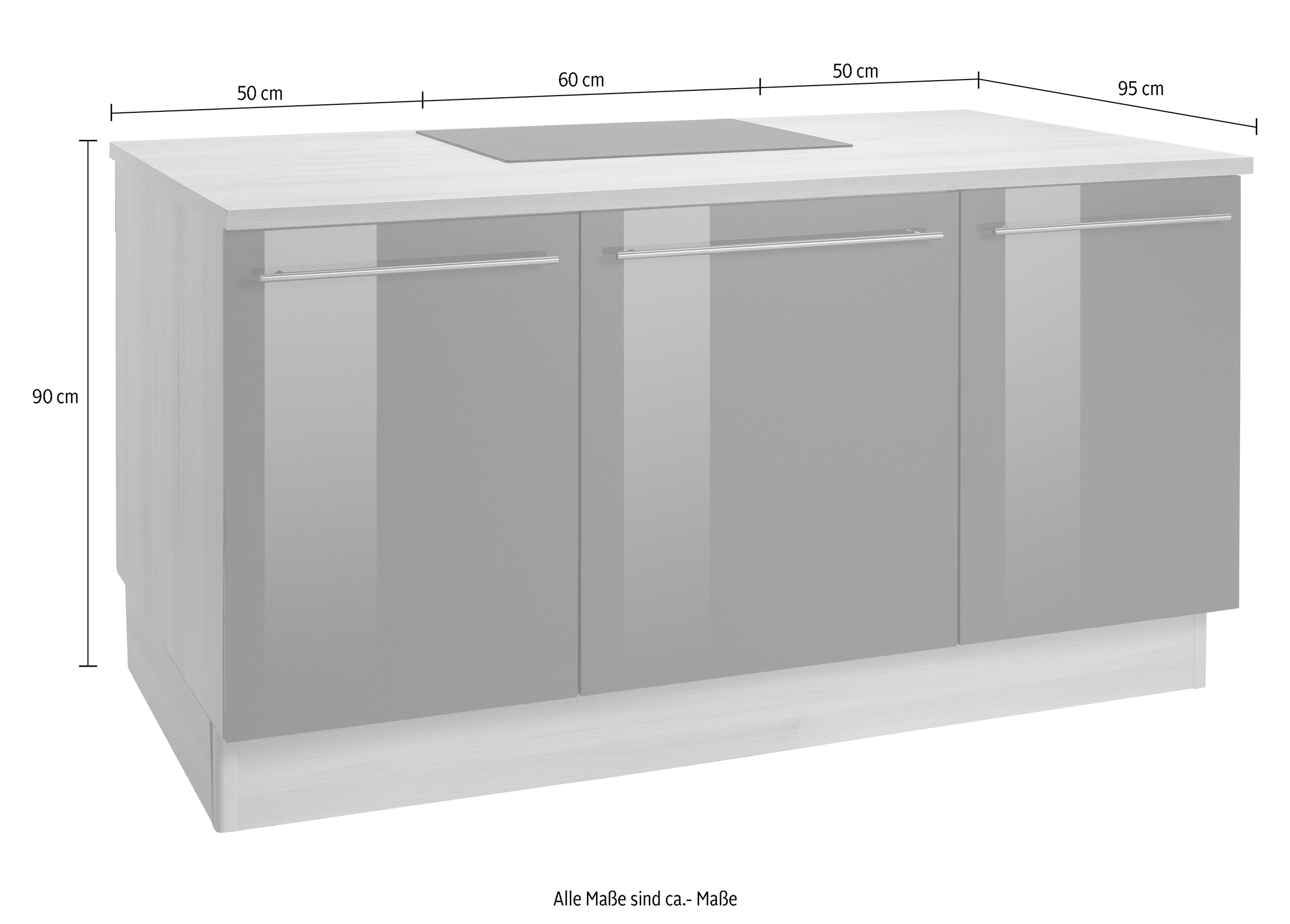 OPTIFIT Kochinsel »Bern«, mit E-Geräten, Stellbreite 160 x 95 cm, höhenverstellbare Stellfüße