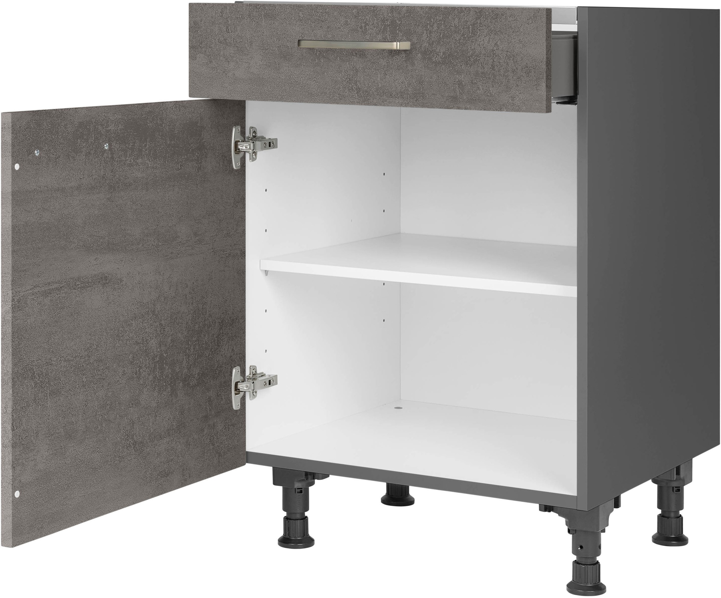 nobilia® Kochfeldumbauschrank »"Riva", mit Schukasten und Tür, Ausrichtung wählbar«, vormontiert, Breite 60 cm