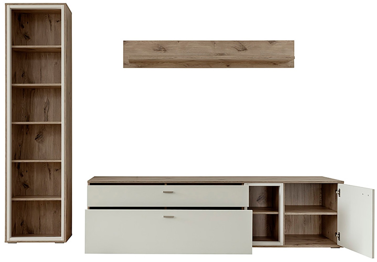 MCA furniture Wohnwand »SANTERNO«, (Komplett-Set, 3 St., 3-teilg), Wohnzimmer Set (3-tlg.), Türen & Schubkästen gedämpft, Breite 264 cm