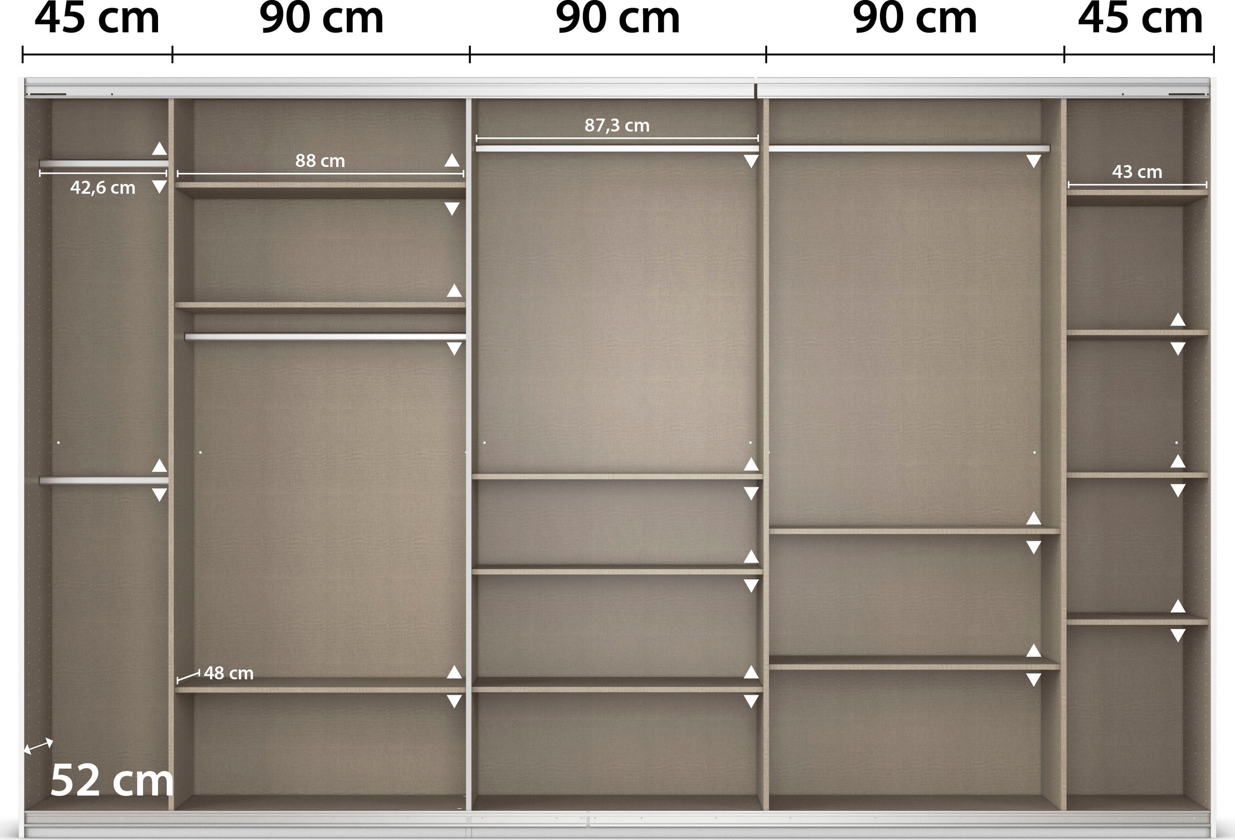 rauch Schwebetürenschrank »Kleiderschrank Schrank Garderobe AGORDO mit Glasfront«, durchdachte Innenausstattung, in 4 Breiten und 2 Höhen MADE IN GERMANY