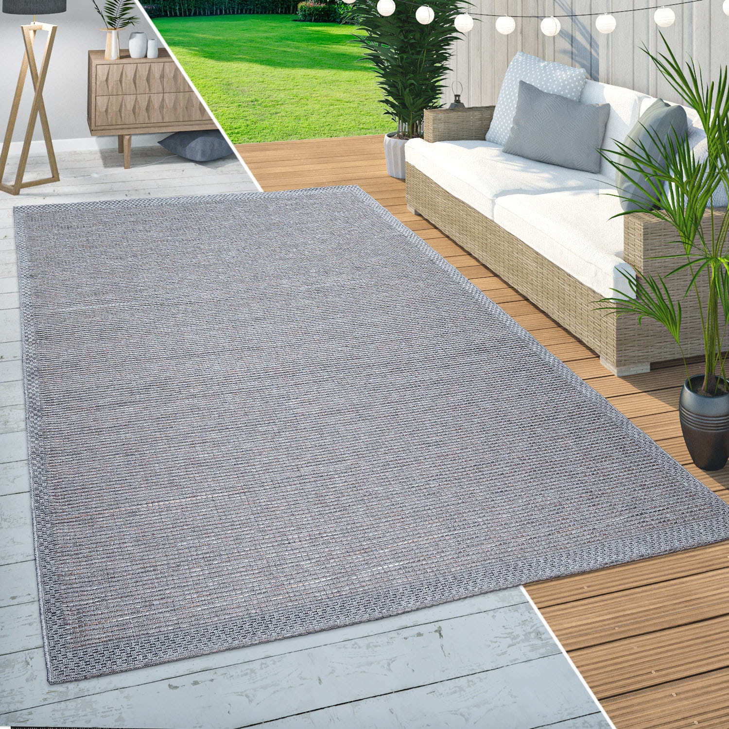Paco Home Läufer »Quebec 135«, rechteckig, 4 mm Höhe, Teppich-Läufer, Flachgewebe, meliert, In- und Outdoor geeignet