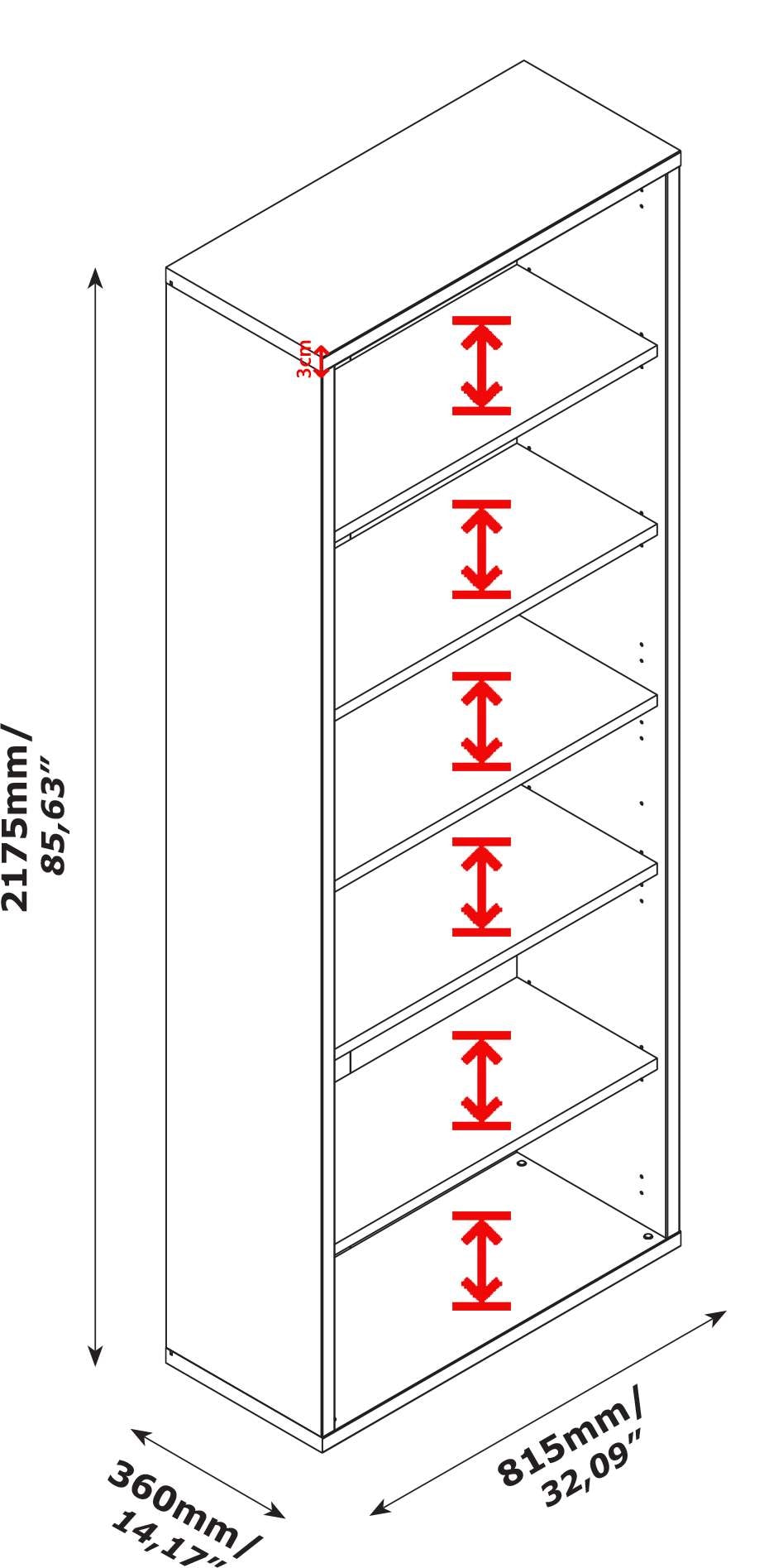 Composad Aktenregal »DAVINCI«, mit 6 Fächern, Maße (B/T/H): ca. 81,5x36x217,5 cm
