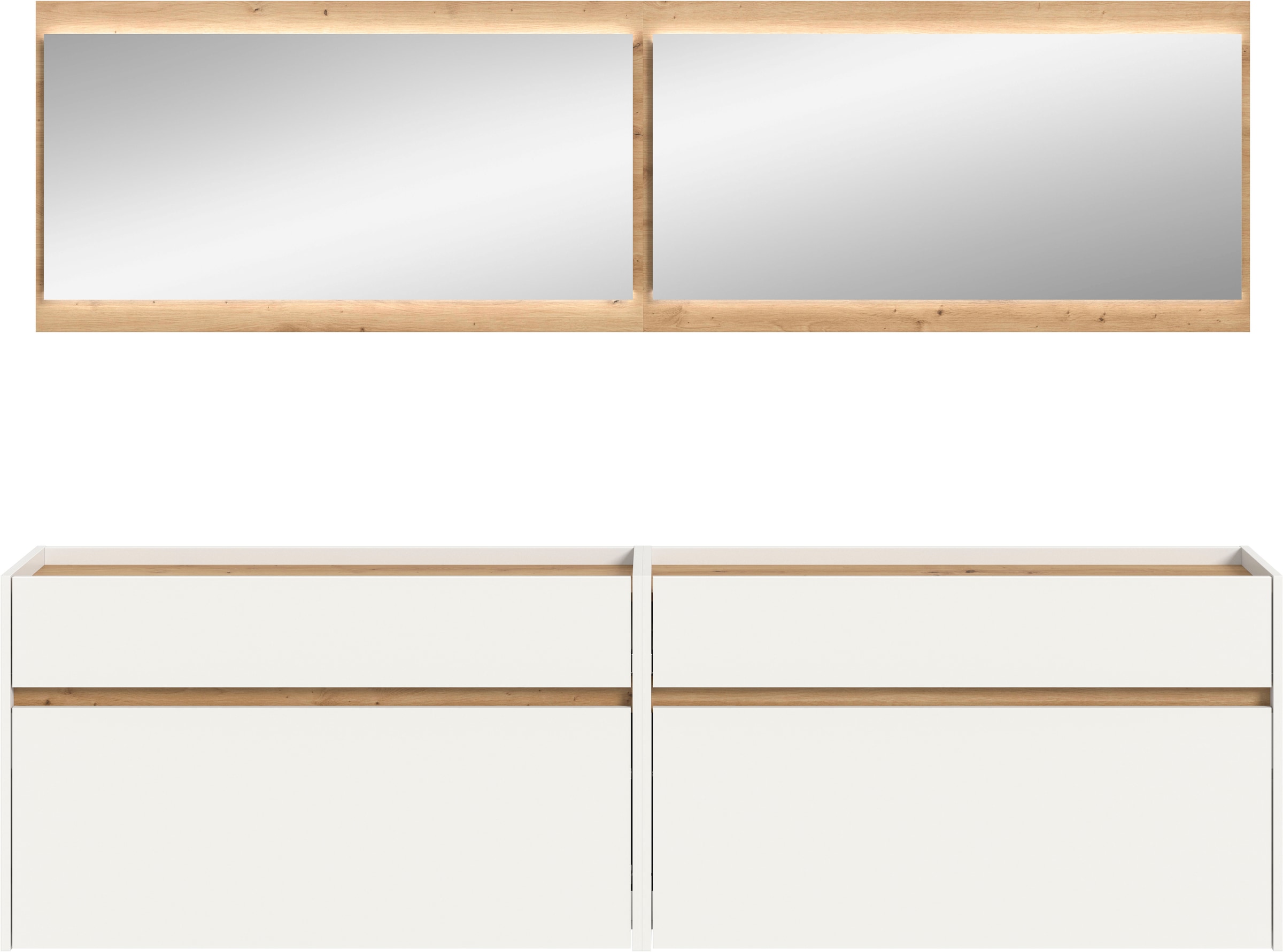 INOSIGN Garderoben-Set »EVRID, 4-teilig, Breite 220 cm, inkl. Beleuchtung« best. aus: 2x Kommode und 2x Spiegel, 4 Stk. tlg.