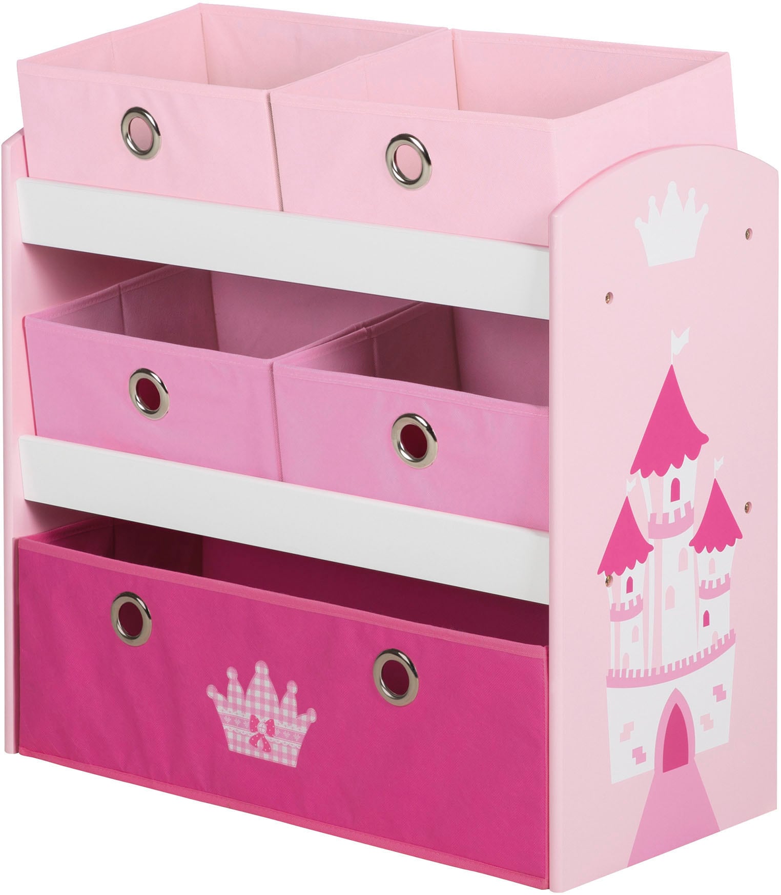 roba® Kinderregal »Krone, rosa/pink«, inklusive 5 Stoffboxen in 2 Größen günstig online kaufen