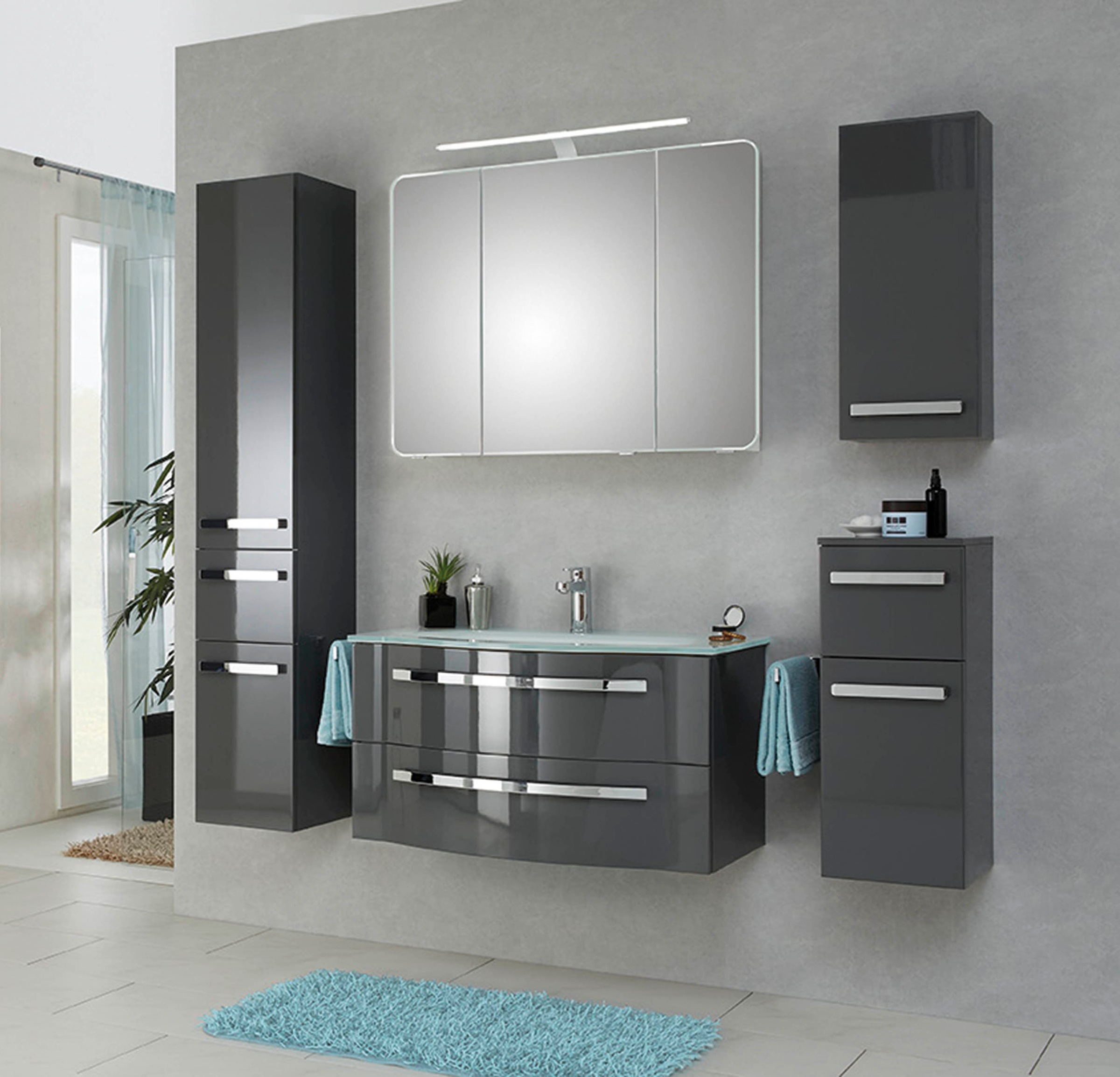 Saphir Hängeschrank »Serie 4005 Wand-Badschrank 30 cm breit mit 1 Tür, 2 Glas-Einlegeböden«, Badezimmer-Hängeschrank inkl. Türdämpfer, Wandschrank 70 cm hoch