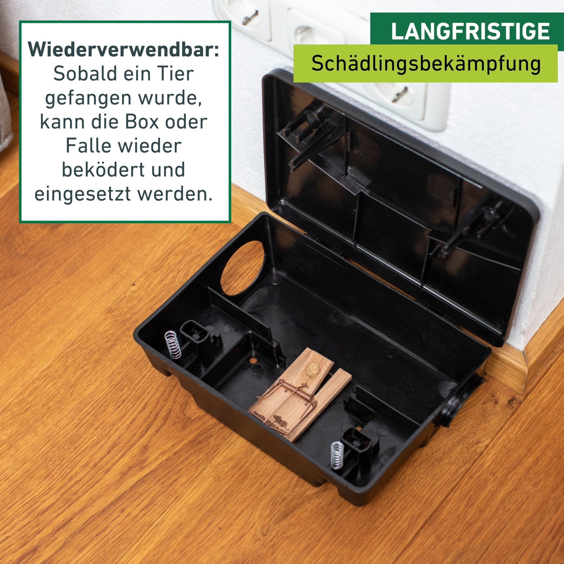 Windhager Schlagfalle »Maus- und Ratten Box 2in1 Falle« Mäuse und Ratten einfach fangen, Köderstation, schwarz