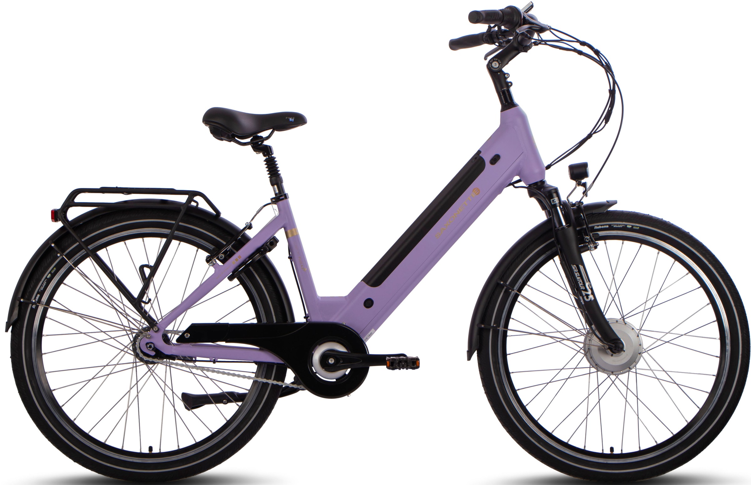 SAXONETTE »Comfort Plus« 7 Gang Shimano Nabenschaltung Frontmotor 250 W Pedelec, Elektrofahrrad für Damen u. Herren lavendel+schwarz