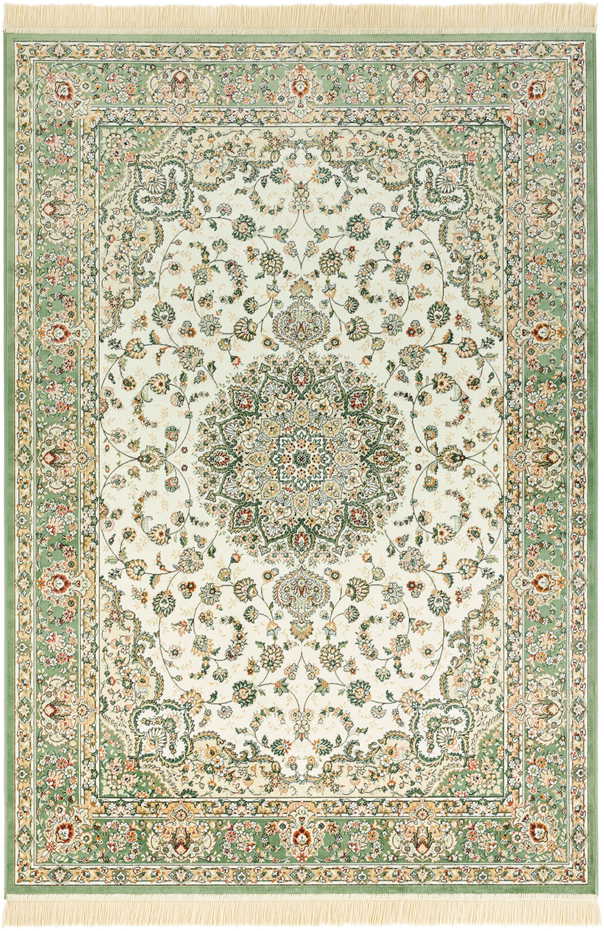 NOURISTAN Teppich »Antik Nain«, rechteckig, 5 mm Höhe, Orientalisch mit Fransen, Orient, Wohnzimmer, Schlafzimmer, Esszimmer