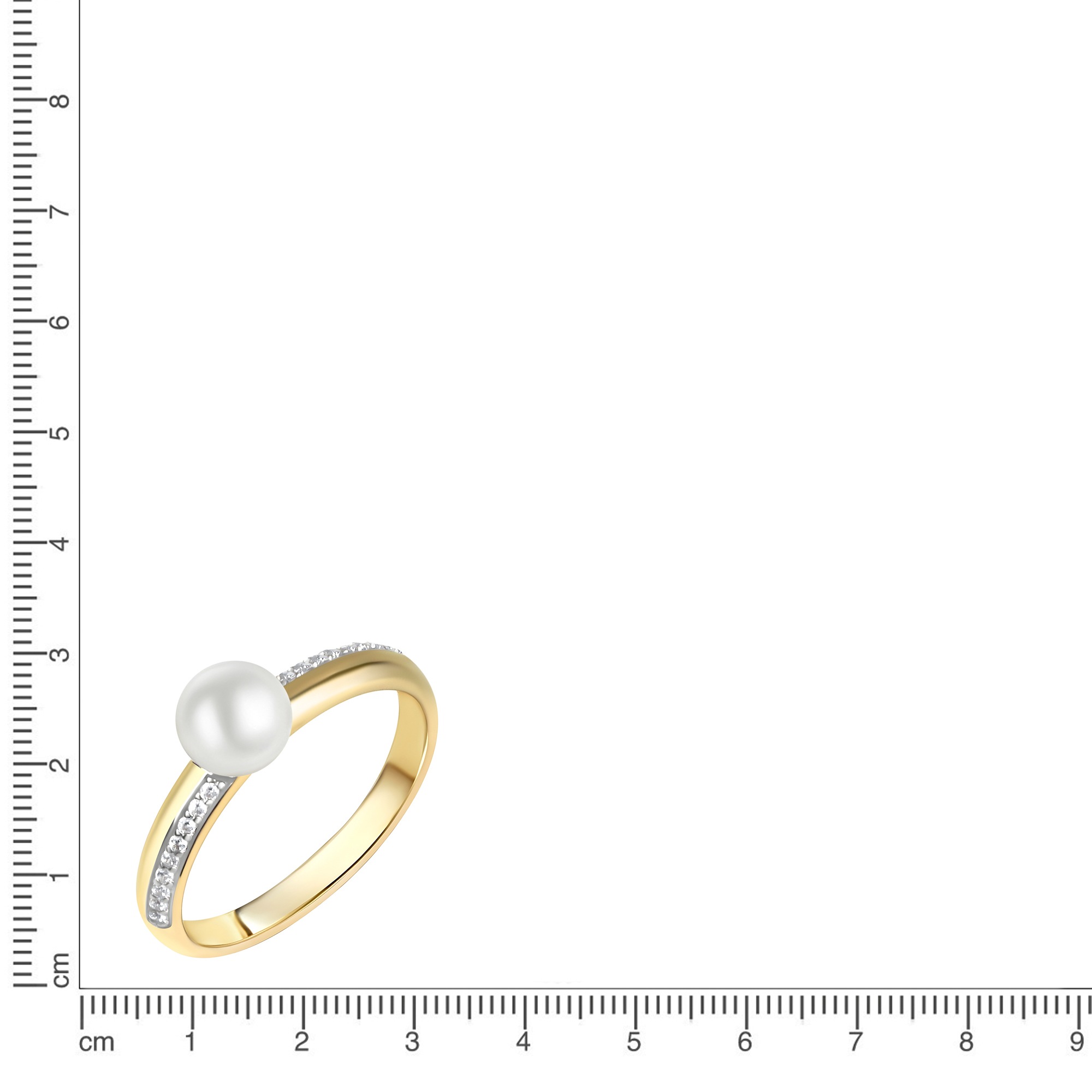 Vivance Fingerring »375/- Gelbgold bicolor Zirkonia und Perle«