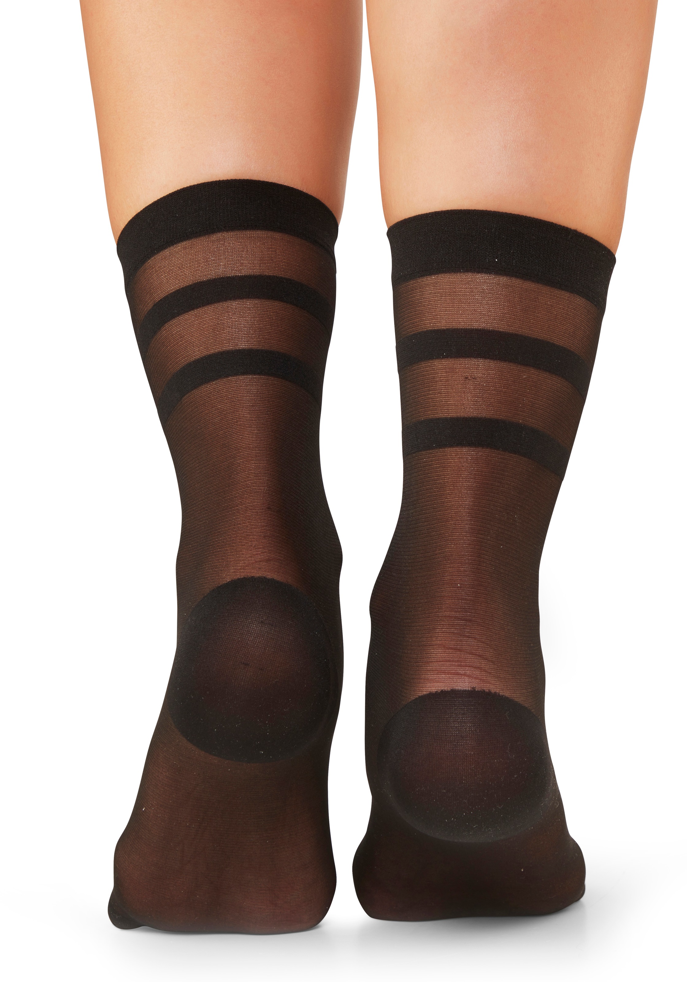 Vivance Feinsöckchen »Transparente Nylon Socken, Damen Feinstrümpfe, für Alltag und Büro« 15 DEN Packung, 2 Paar tlg. mit streifen Design