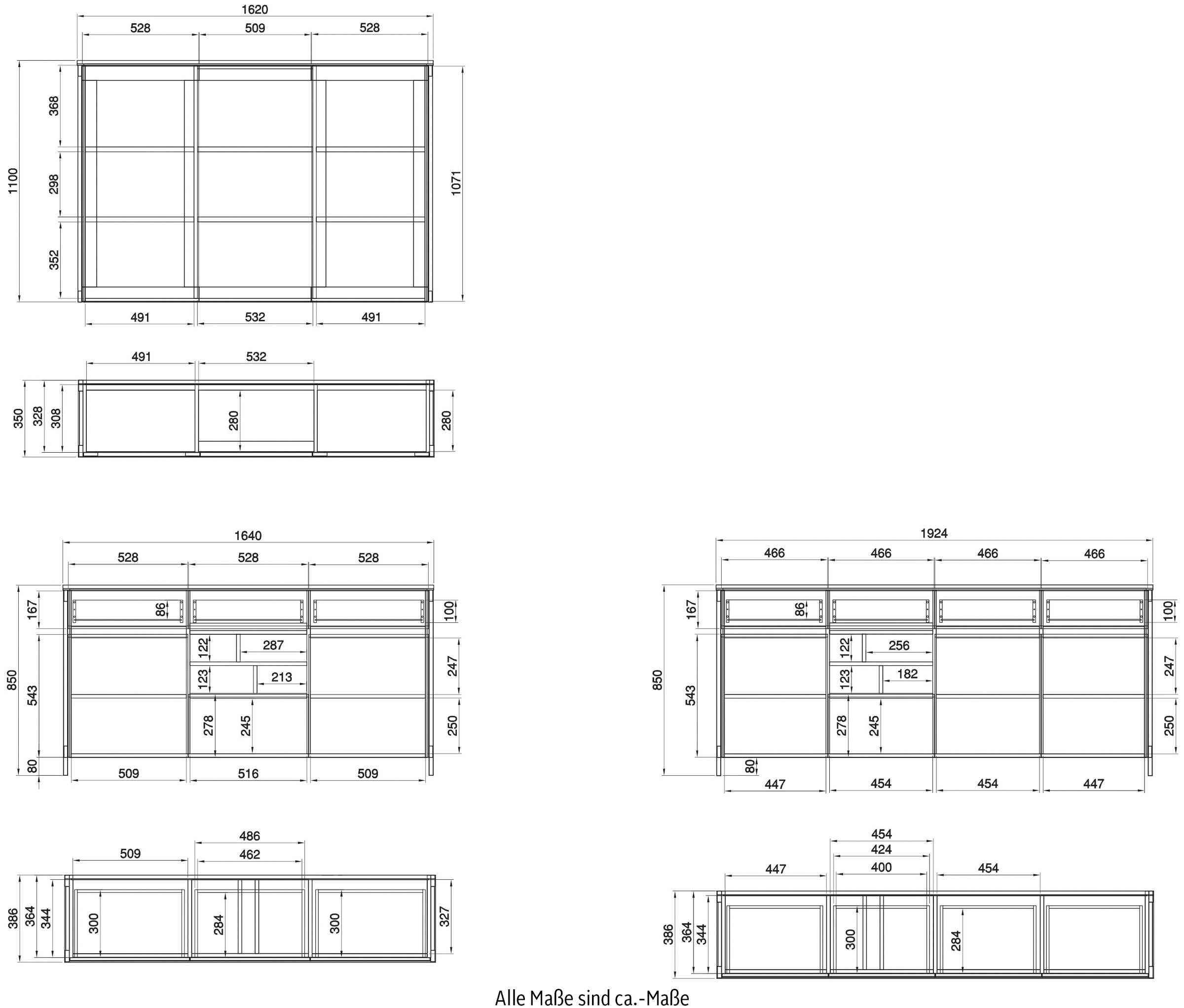 Home affaire Wohnwand »Stranda, moderne Anbauwand, Komplettset im Scandi-Style«, (2 St.), enthält Sideboard und Buffet, ausreichend Stauraum