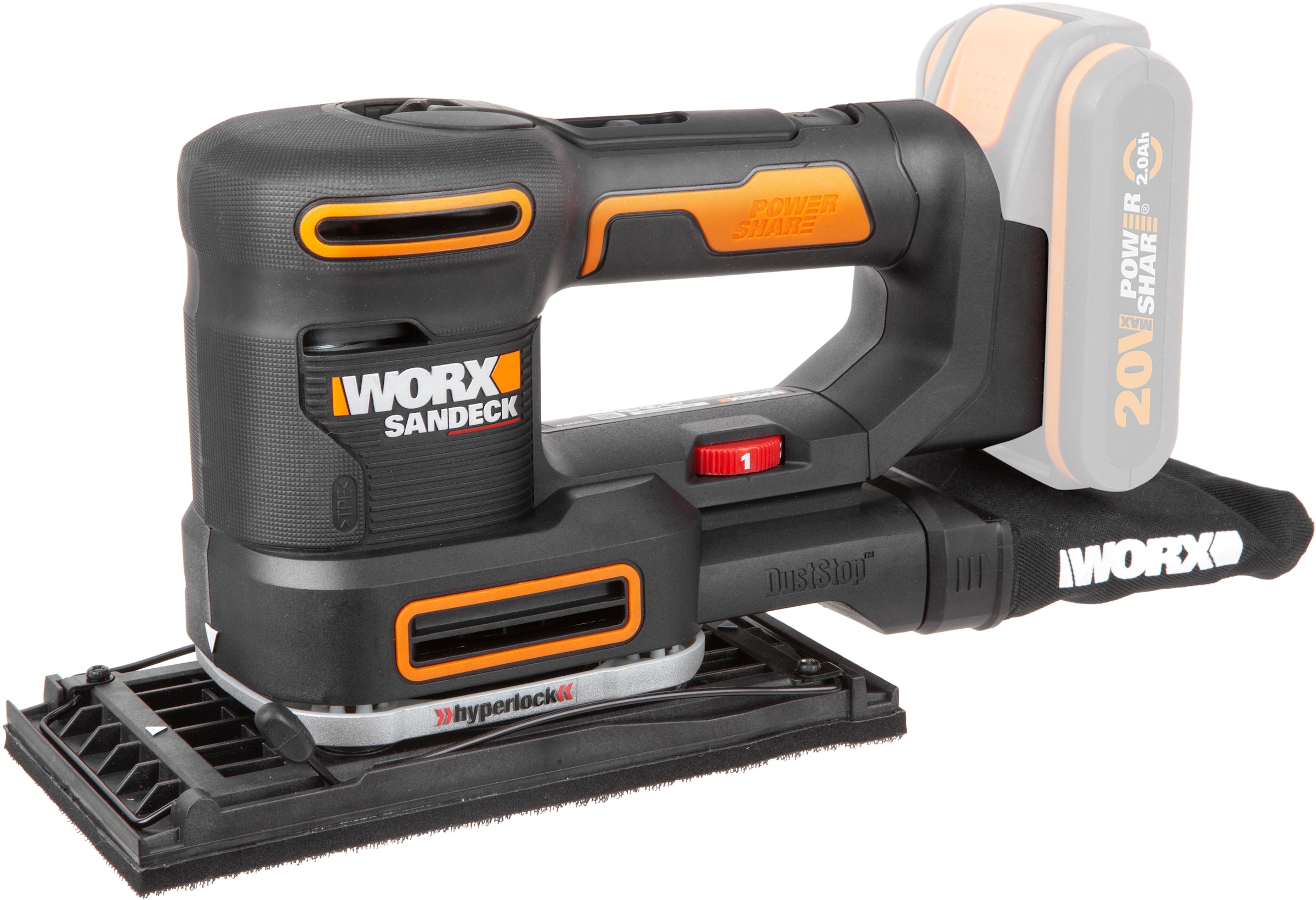 Worx Akku-Multischleifer »WX820.9«, 5-in-1 Funktionen, DustStop-Mikrofilter, ohne Akku & Ladegerät