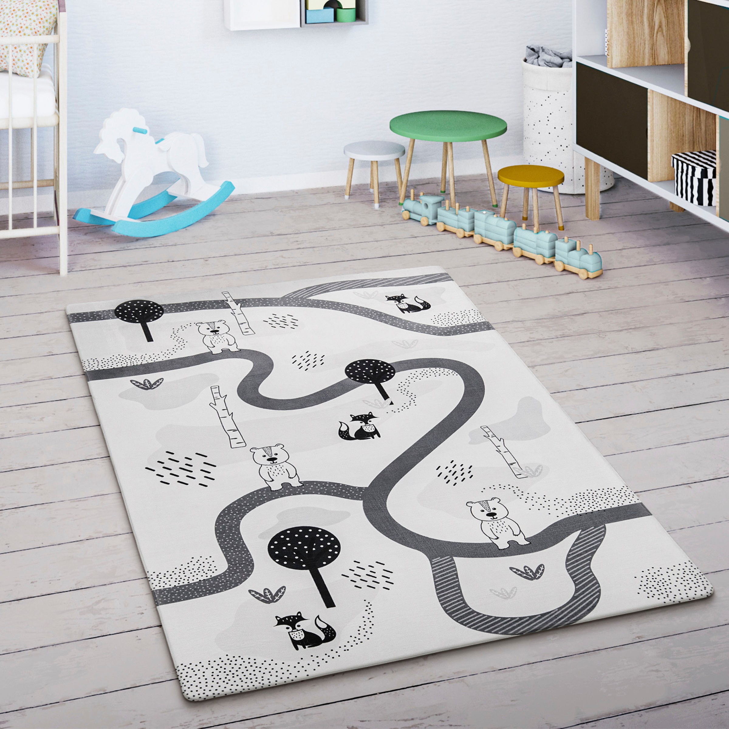 Paco Home Kinderteppich »Chicos 560«, rechteckig, 4 mm Höhe, Flachgewebe, Straßen-Spiel-Teppich, Kinderzimmer