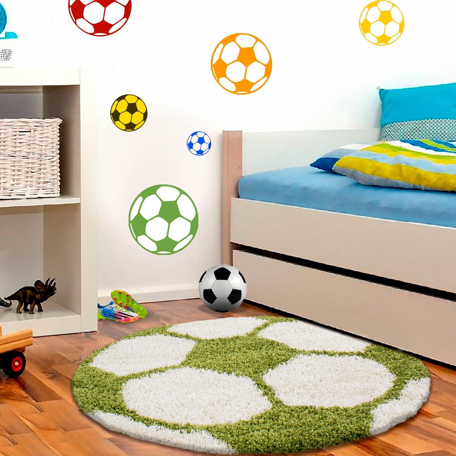 Ayyildiz Teppiche Kinderteppich »Fun 6001«, rund, 30 mm Höhe, Fußball Desig günstig online kaufen