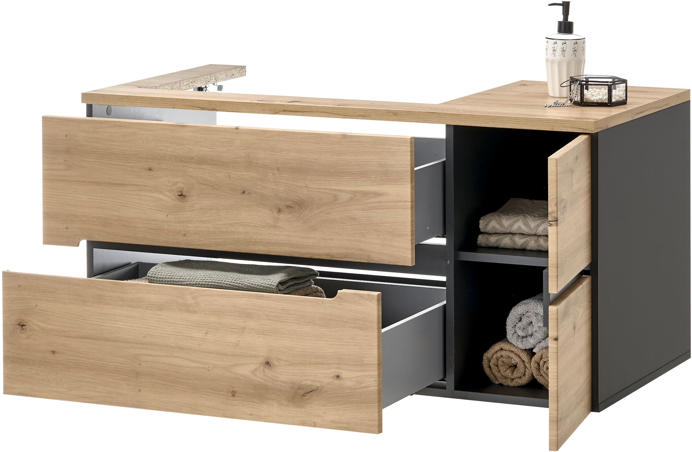 BASIC by Balculina Waschtisch »Memphis, Waschtisch BxHxT 110 x 54 x 53«, Breite 110 cm, mit Waschbecken, Softclose