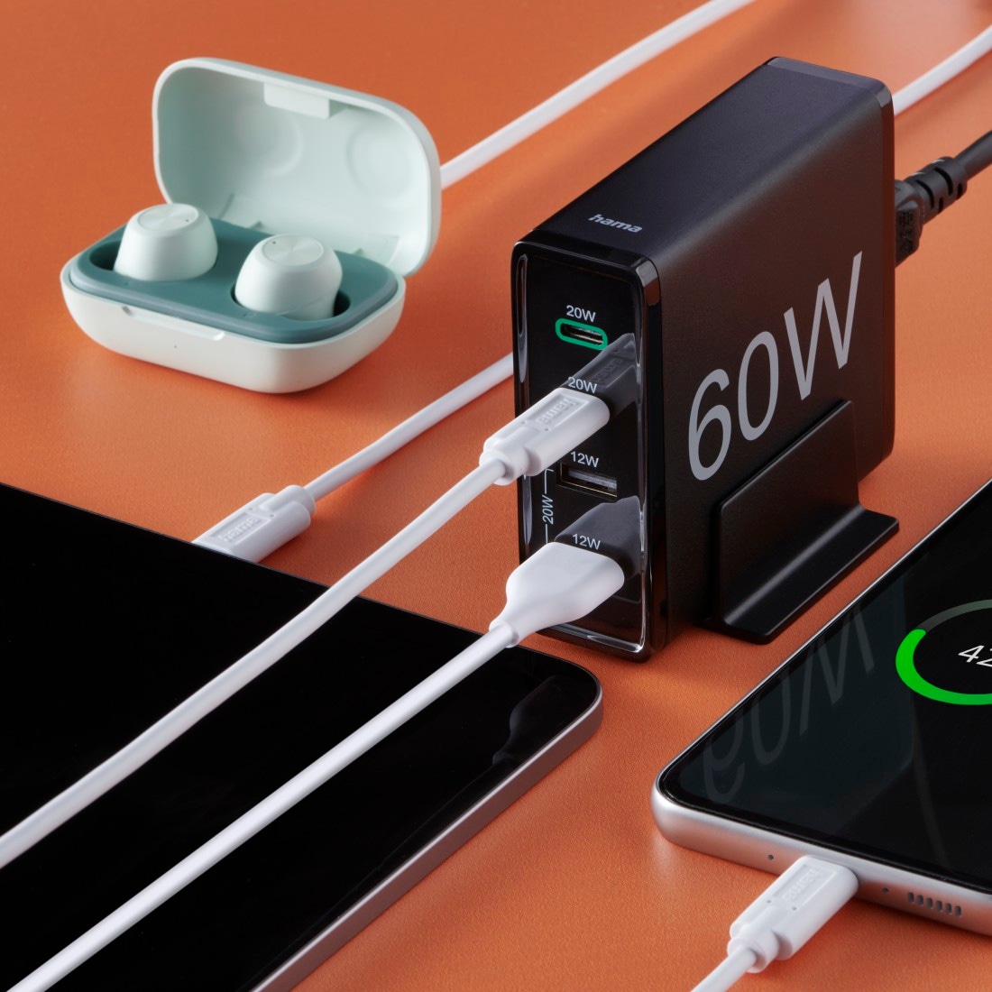 Hama USB-Ladegerät »4fach USB-Ladestation 60 Watt Ladegerät, 2x USB-C PD, 2x USB Multiport«