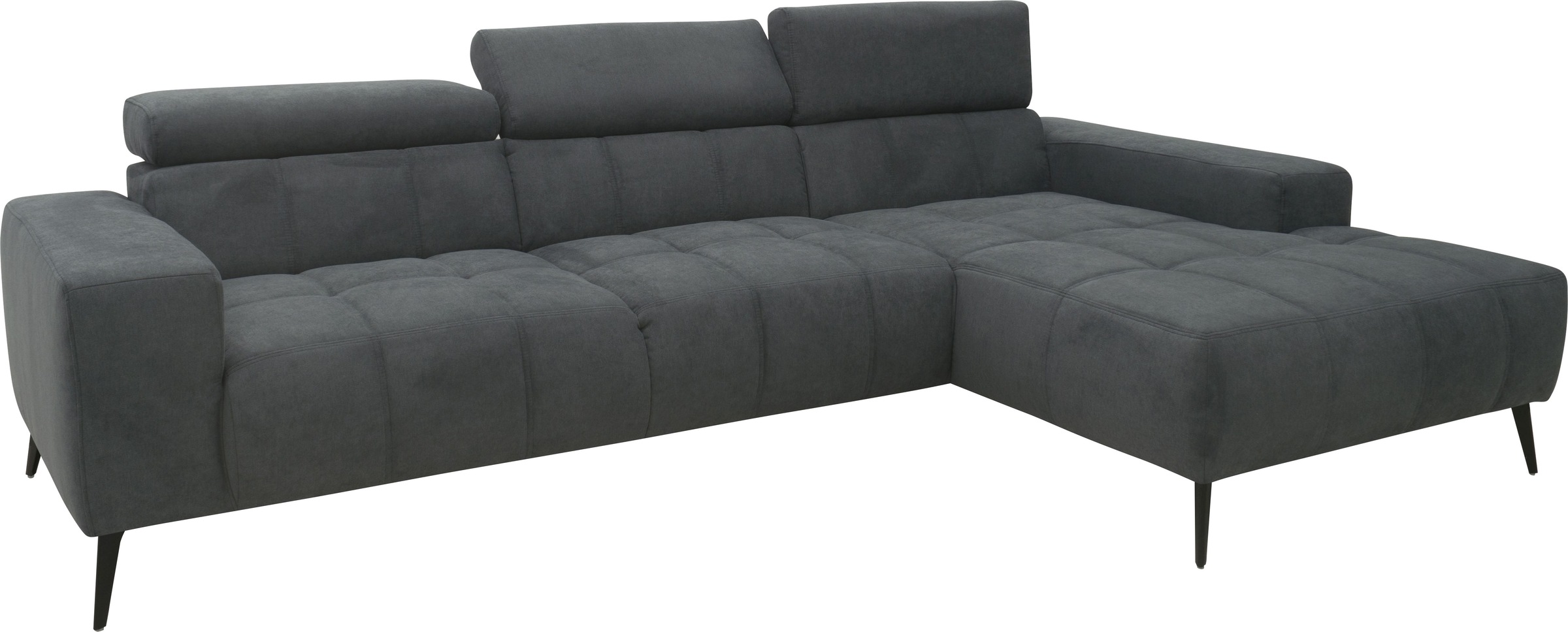 DOMO collection Ecksofa »Trento L-Form, mit Kufenfuß oder Einzelfuß«, wahlweise mit Kopfteilverstellung, Recamiere links/rechts bestellbar