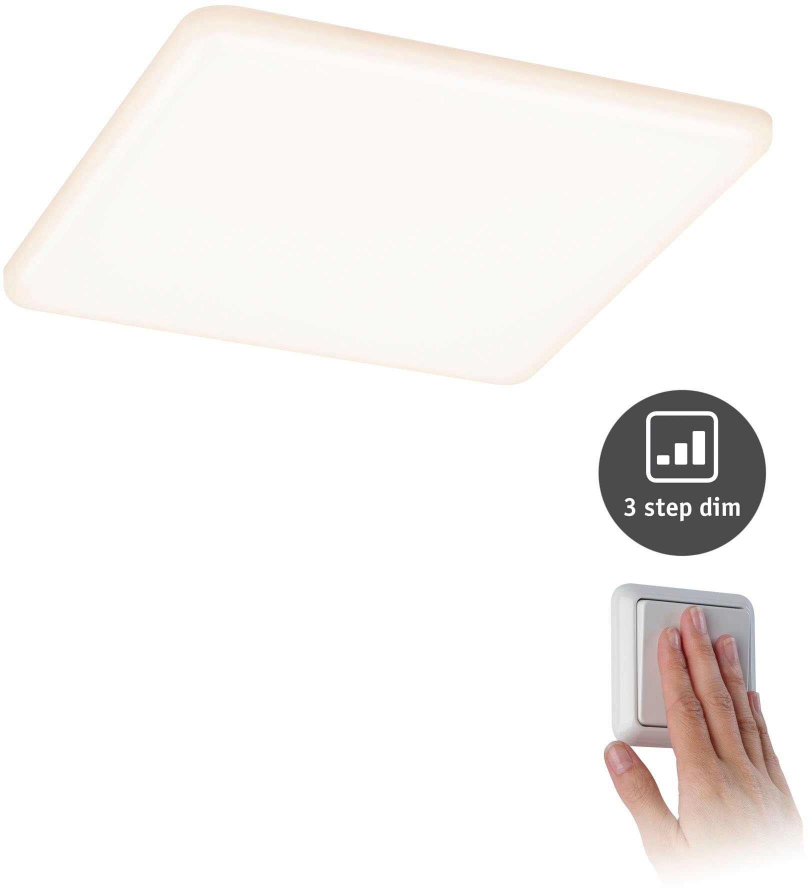Paulmann LED Einbauleuchte »Veluna VariFit IP44 3-Stufen-dimmbar eckig 185x185mm 17W 3.000K Satin«, 1 flammig, LED Einbaupanel IP44 3-Stufen-dimmbar eckig 185x185mm 17W 3.000K Satin
