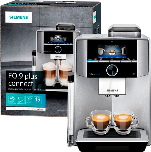 SIEMENS Kaffeevollautomat »EQ.9 plus connect s500 TI9558X1DE«, extra leise, automatische Reinigung, bis zu 10 individuelle Profile