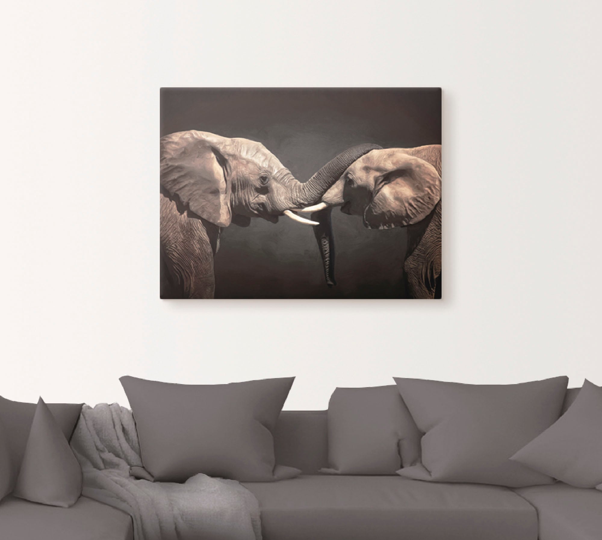 Artland Wandbild »Zwei Elefanten«, Wildtiere, (1 St.), als Leinwandbild, Poster, Wandaufkleber in verschied. Größen