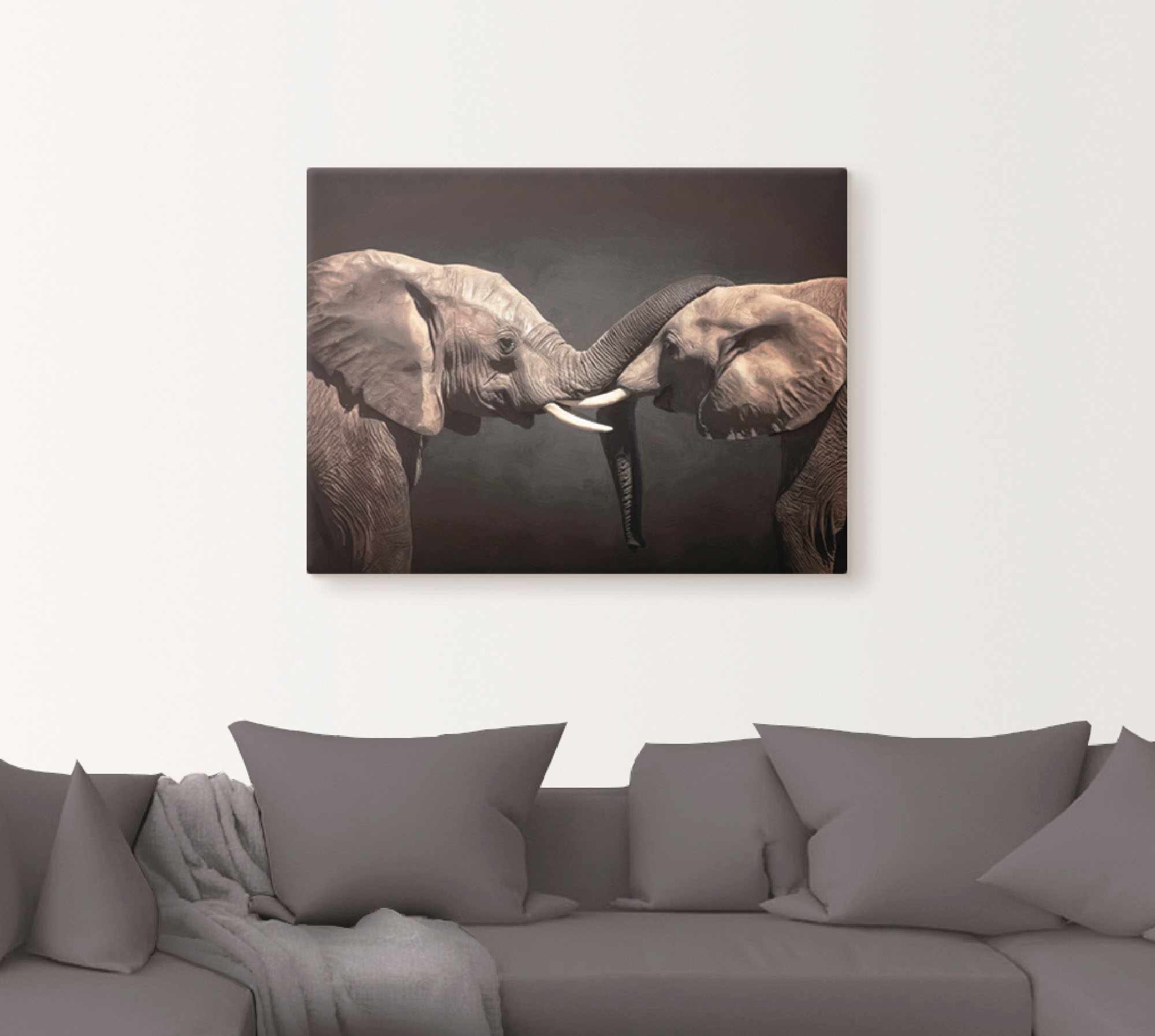 Artland Wandbild »Zwei Elefanten« Wildtiere 1 Stk. tlg. als Leinwandbild, P günstig online kaufen