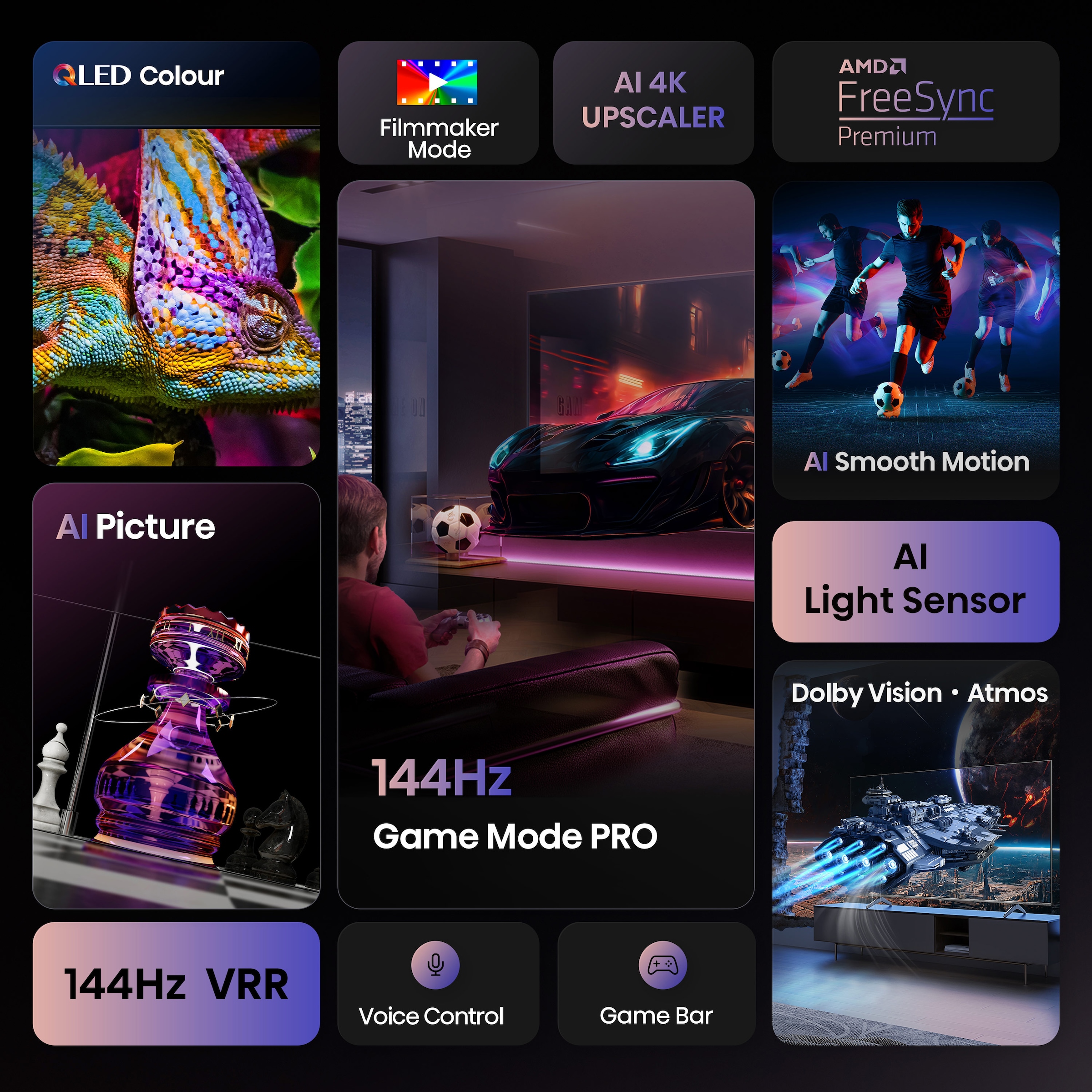 Hisense QLED-Fernseher »65E77Q PRO«, 4K Ultra HD, Smart-TV, 4K UHD QLED