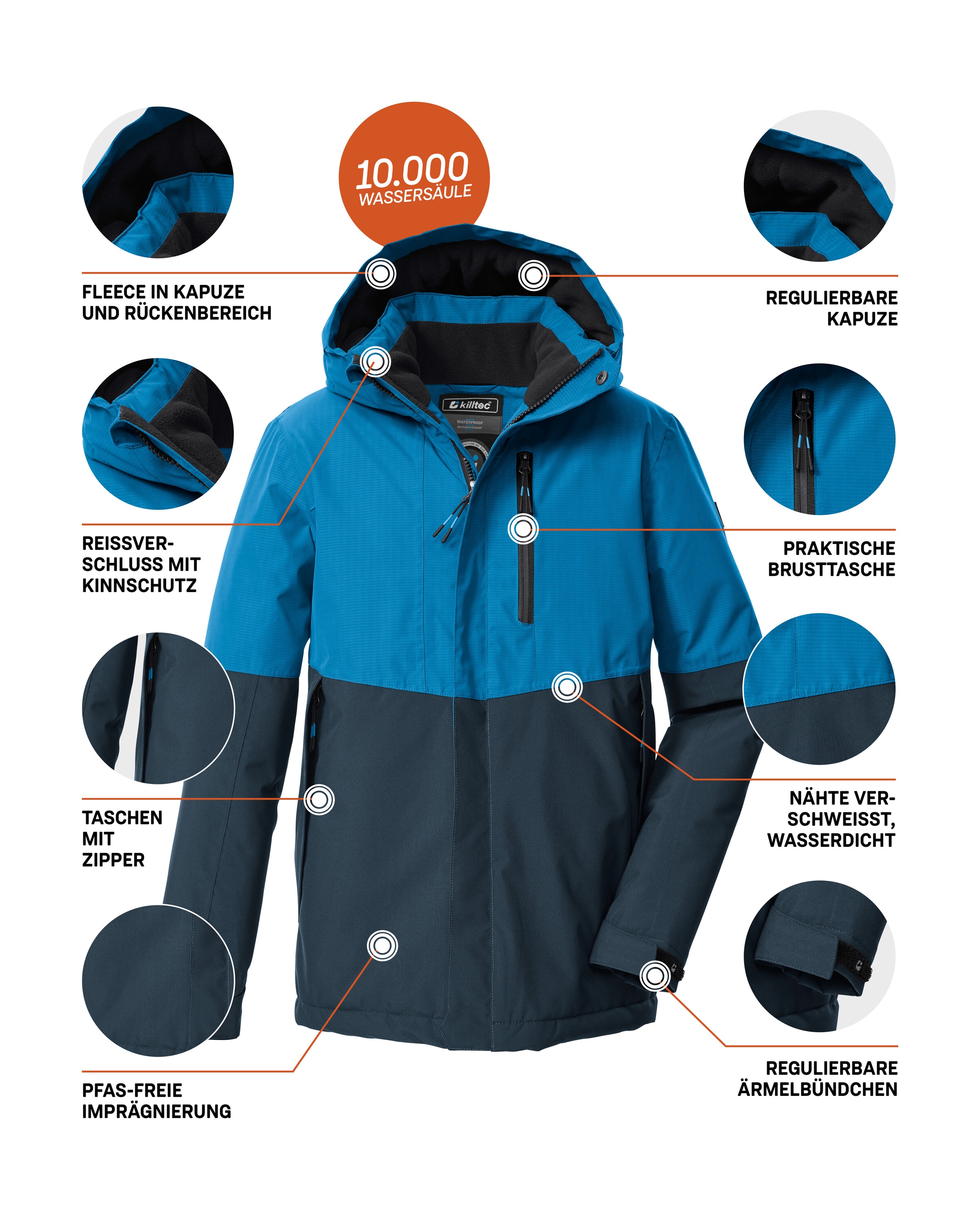 Killtec Funktionsjacke »KOW 222 BYS JCKT« Wind- u. wasserdichte Kinderjacke mit Fleece, reflektierender Print