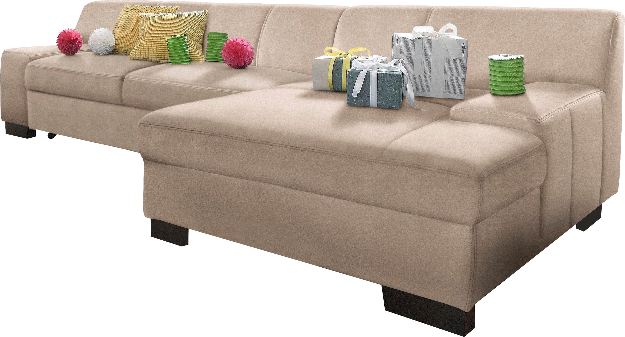 DOMO collection Ecksofa »Norma, elegant & modern, mit flachen Armlehnen, Br günstig online kaufen