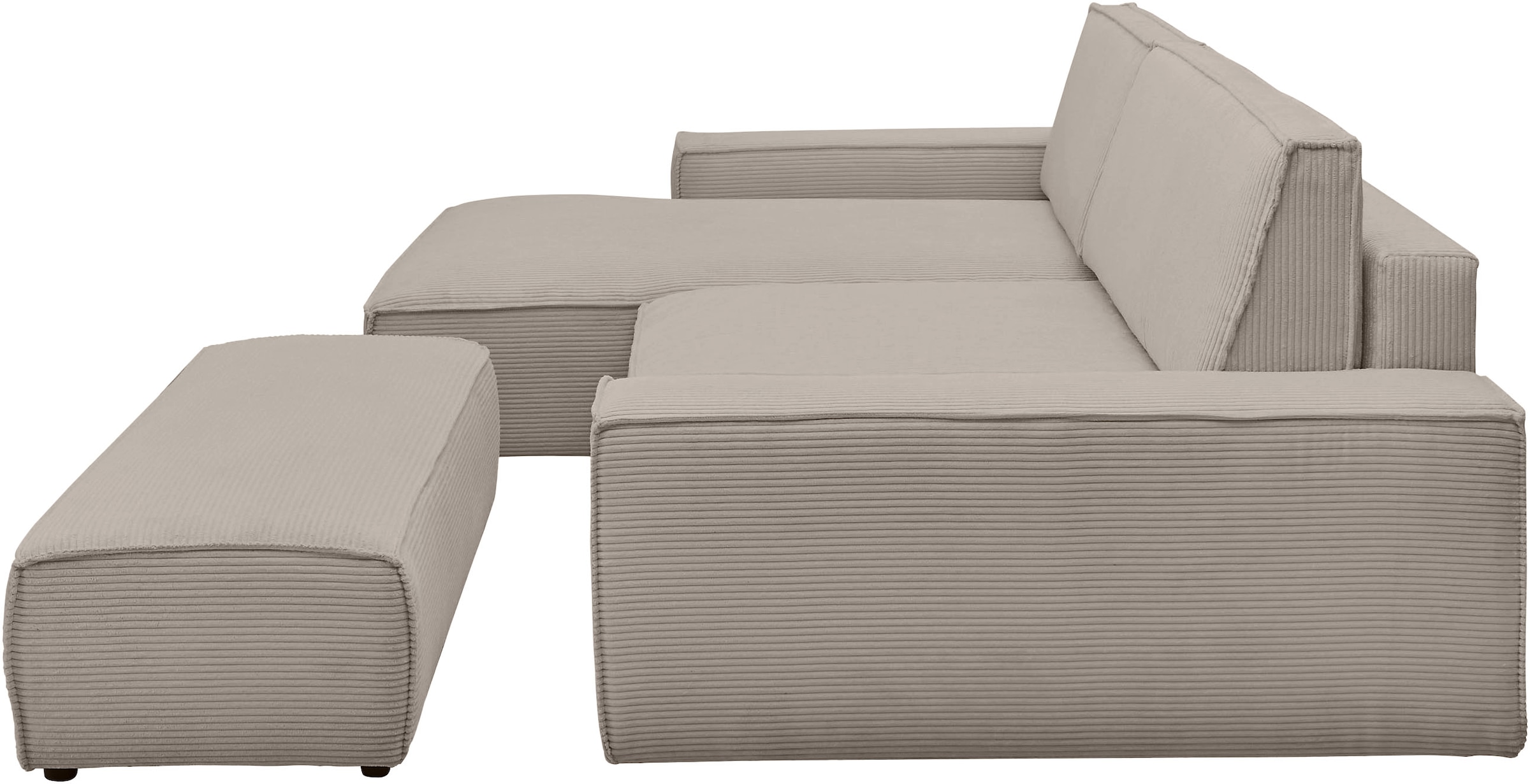 Home affaire Polsterecke »NEU: SHERWOOD XXL tief, L-Form mit Schlaffunktion, Big-Sofa mit Hocker«, (Set, 2 St.), stellbar zum Schlafsofa (Krokodilverbinder), Cord, Leinenoptik