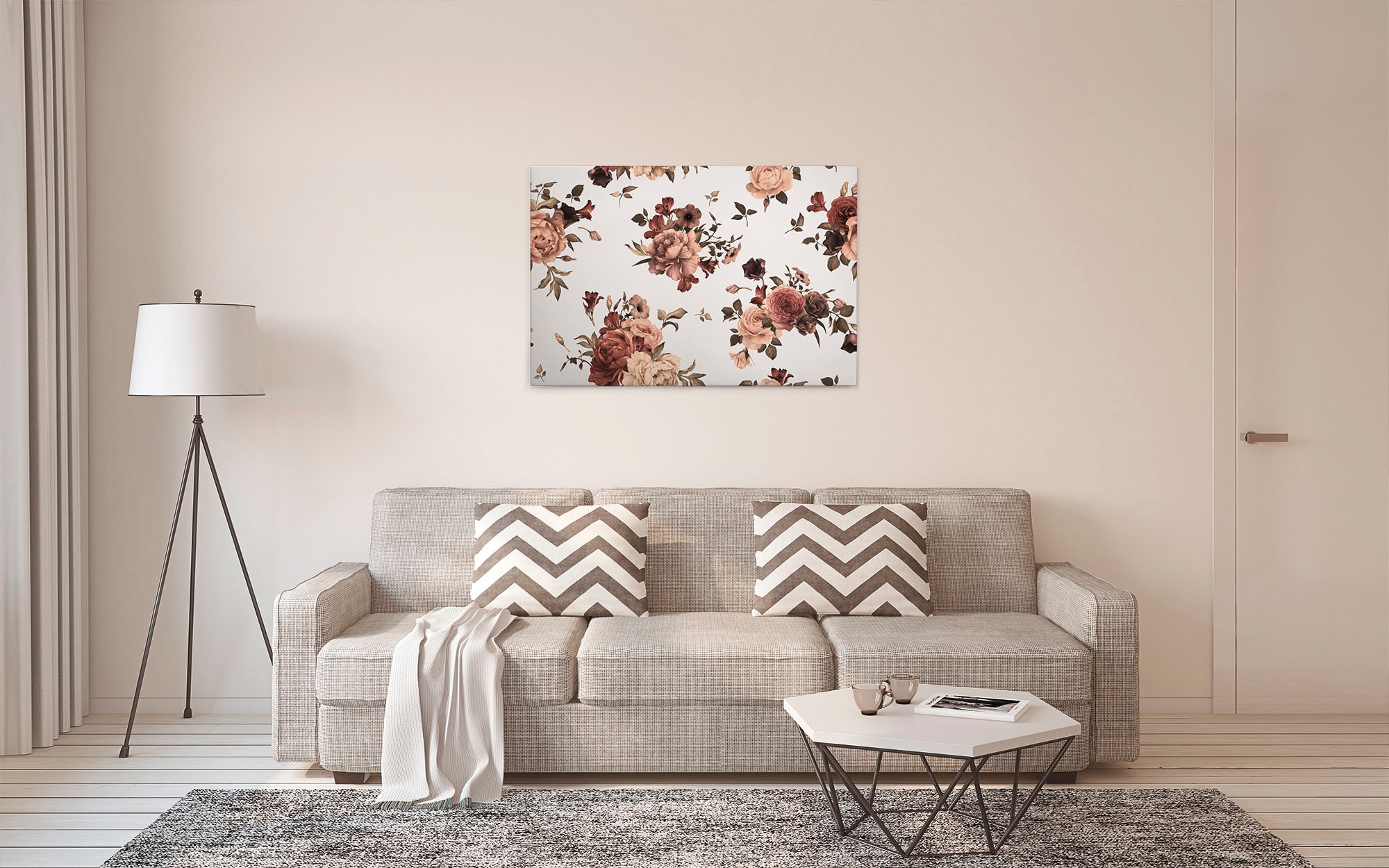 A.S. Création Leinwandbild »Flower Bouquet«, Kunst-Blumen-Kinder, (1 St.), Landhaus Keilrahmen Blumen Rosen Blümchen Leinwand-Bild Wohnzimmer