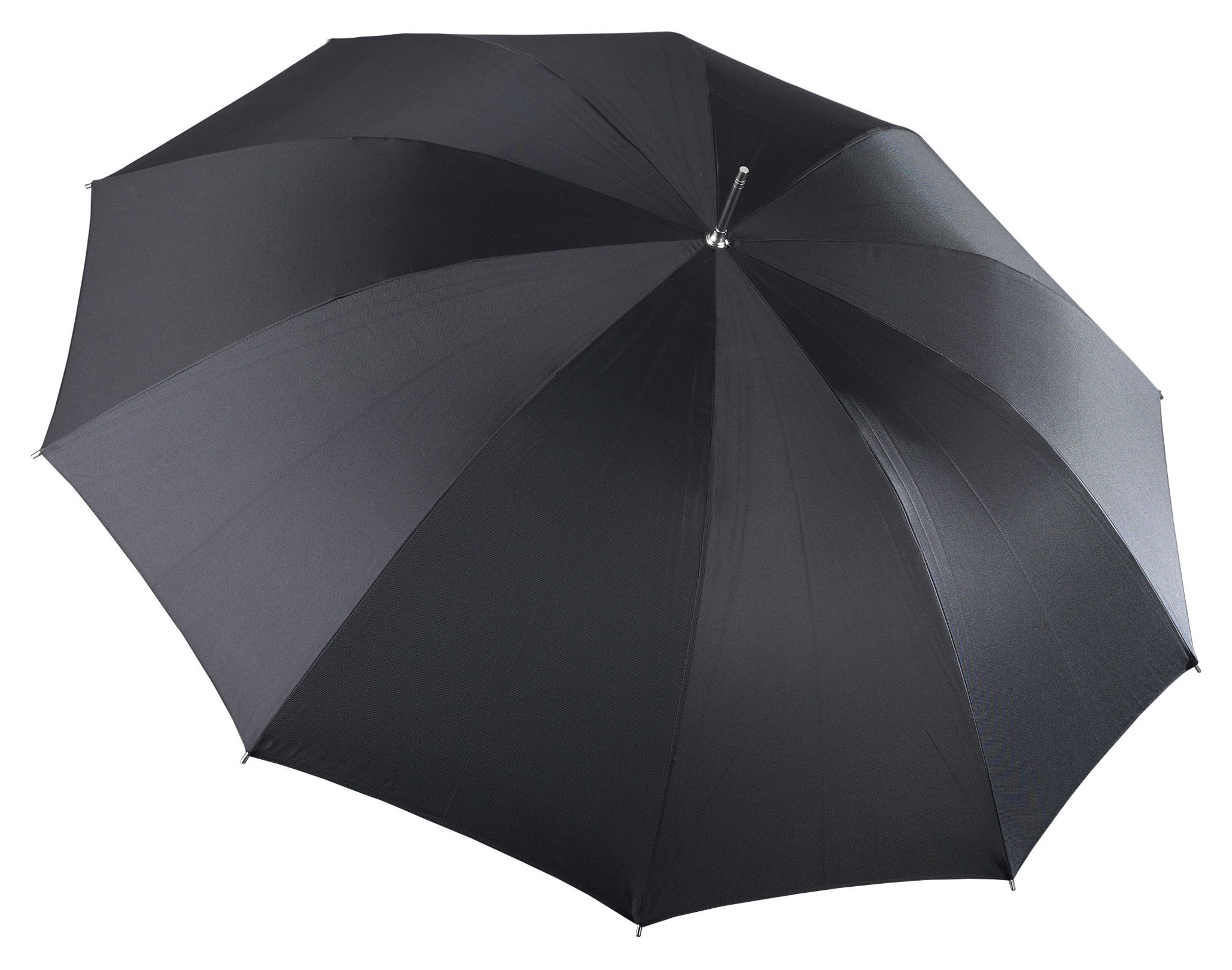 EuroSCHIRM® Stockregenschirm »Brilliant Luxus, schwarz«, Regeschirm für Herren, mit Griff aus echtem Rindleder