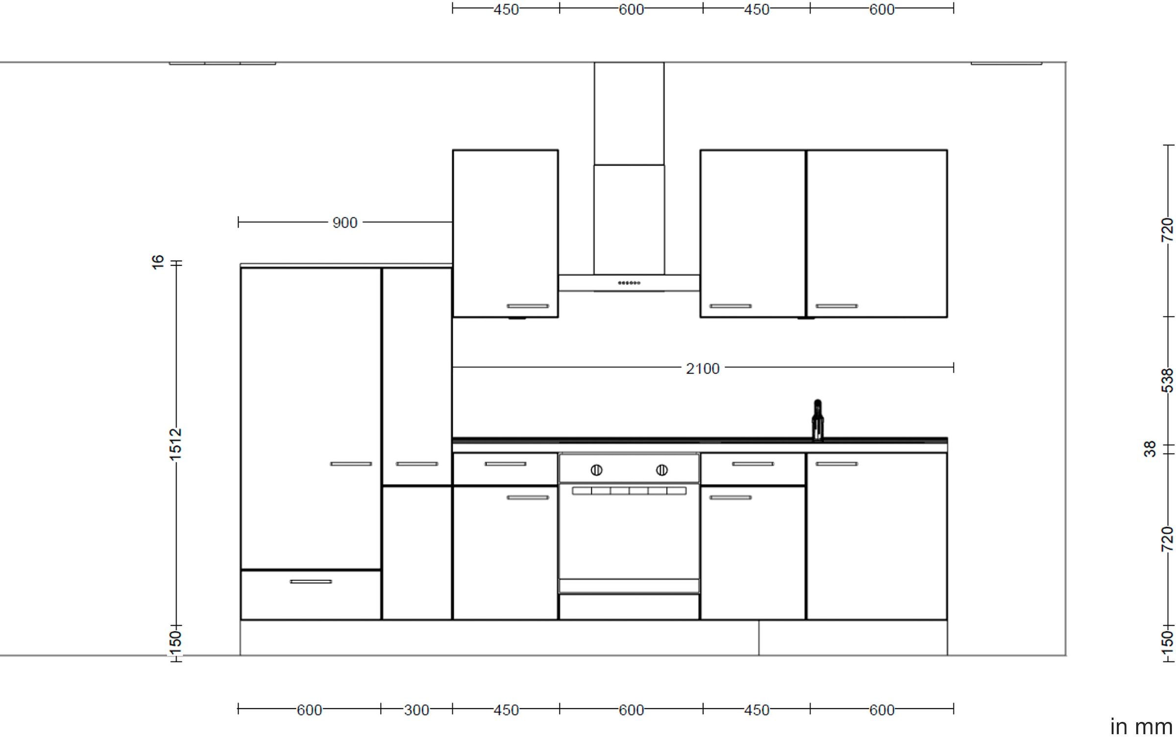 nobilia® Küchenzeile »"Structura I"«, vormontiert, Ausrichtung wählbar, Breite 300 cm, wahlw. mit E-Geräten