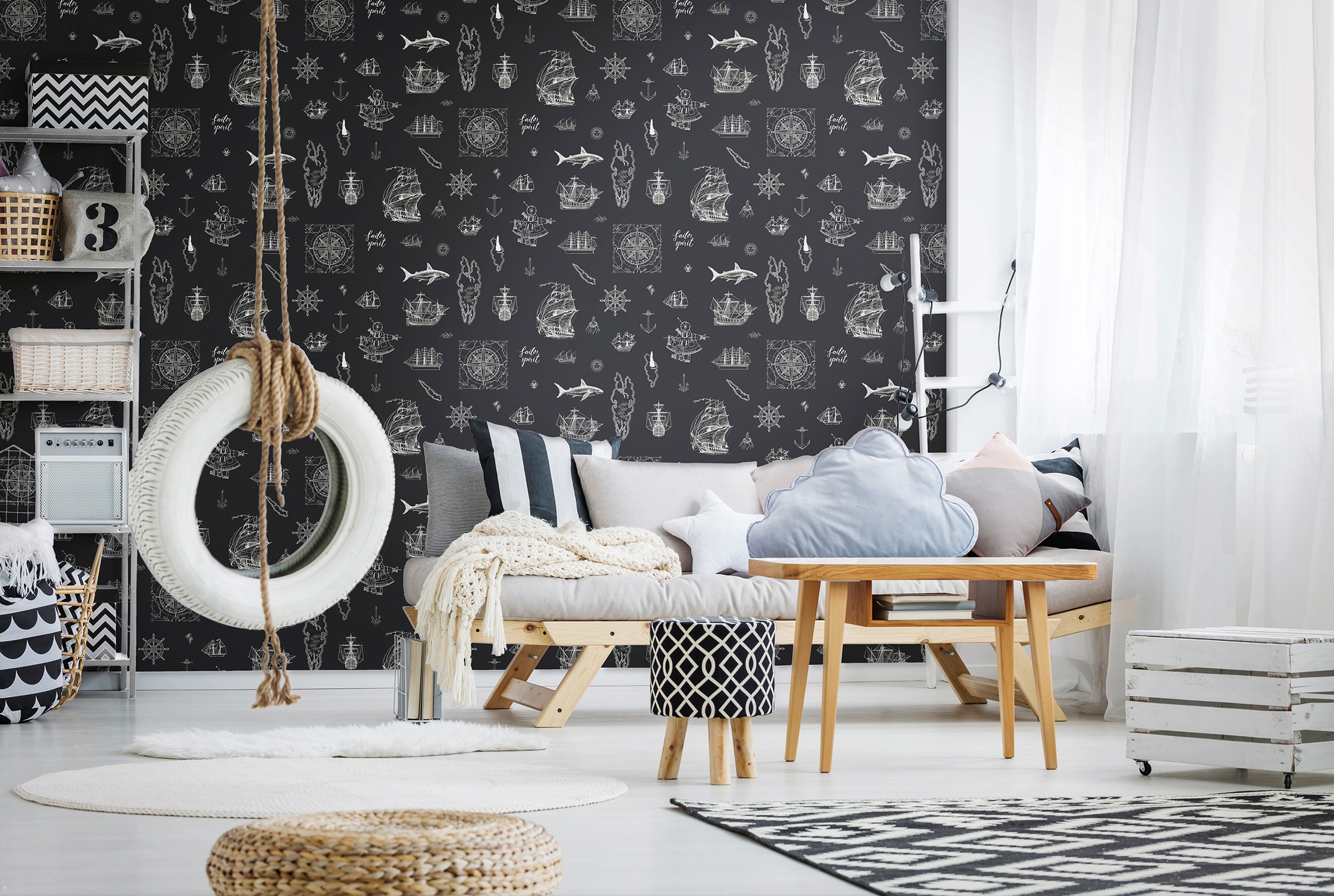 Marburg Kindertapete, Motiv-matt, Schiffe, moderne Tapete für Wohnzimmer Schlafzimmer Küche