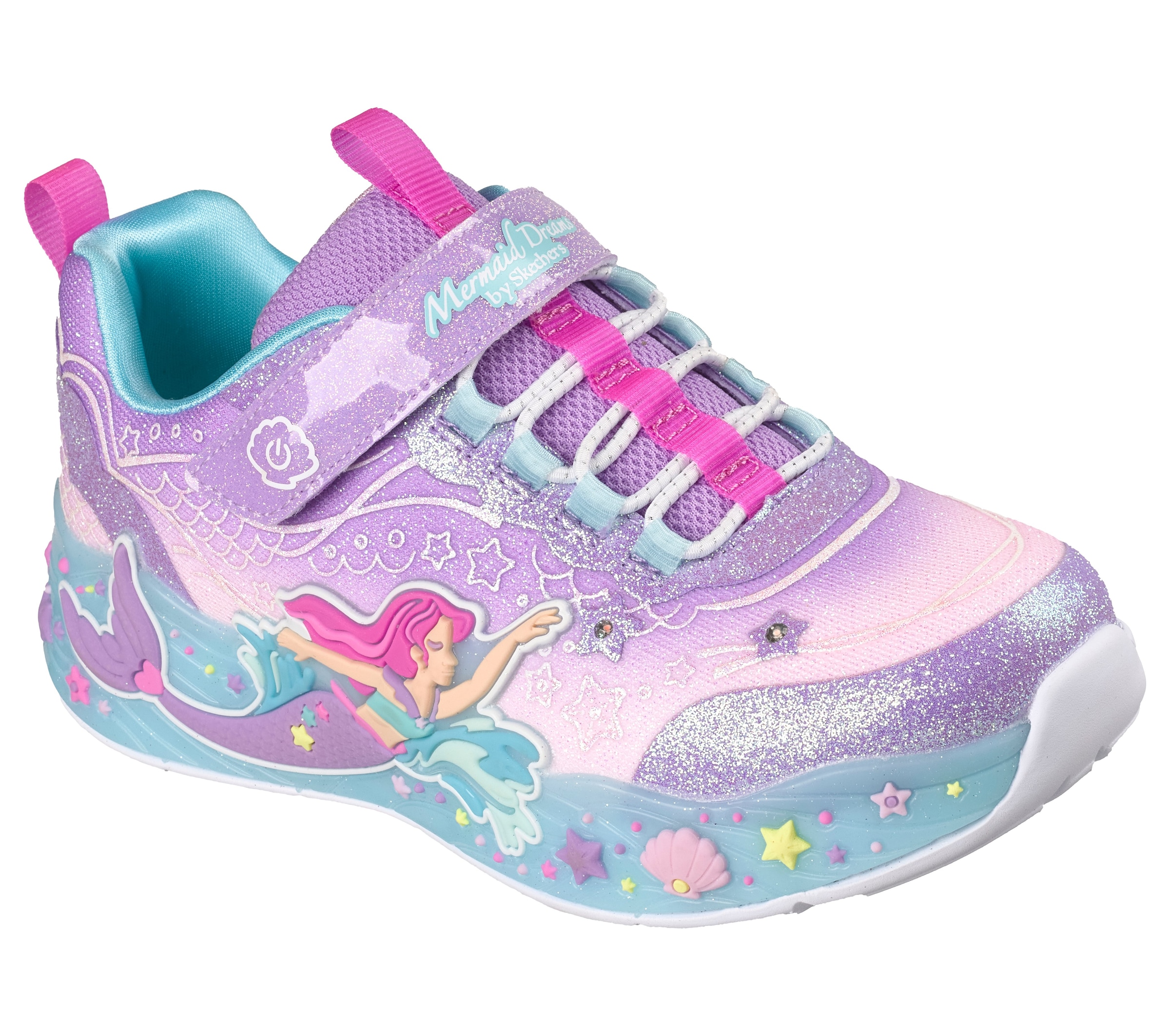 Skechers Sneaker »MERMAID DREAMS LIGHTS«  Blink,-Klettschuh mit Applikation, Größenschablone zum Download