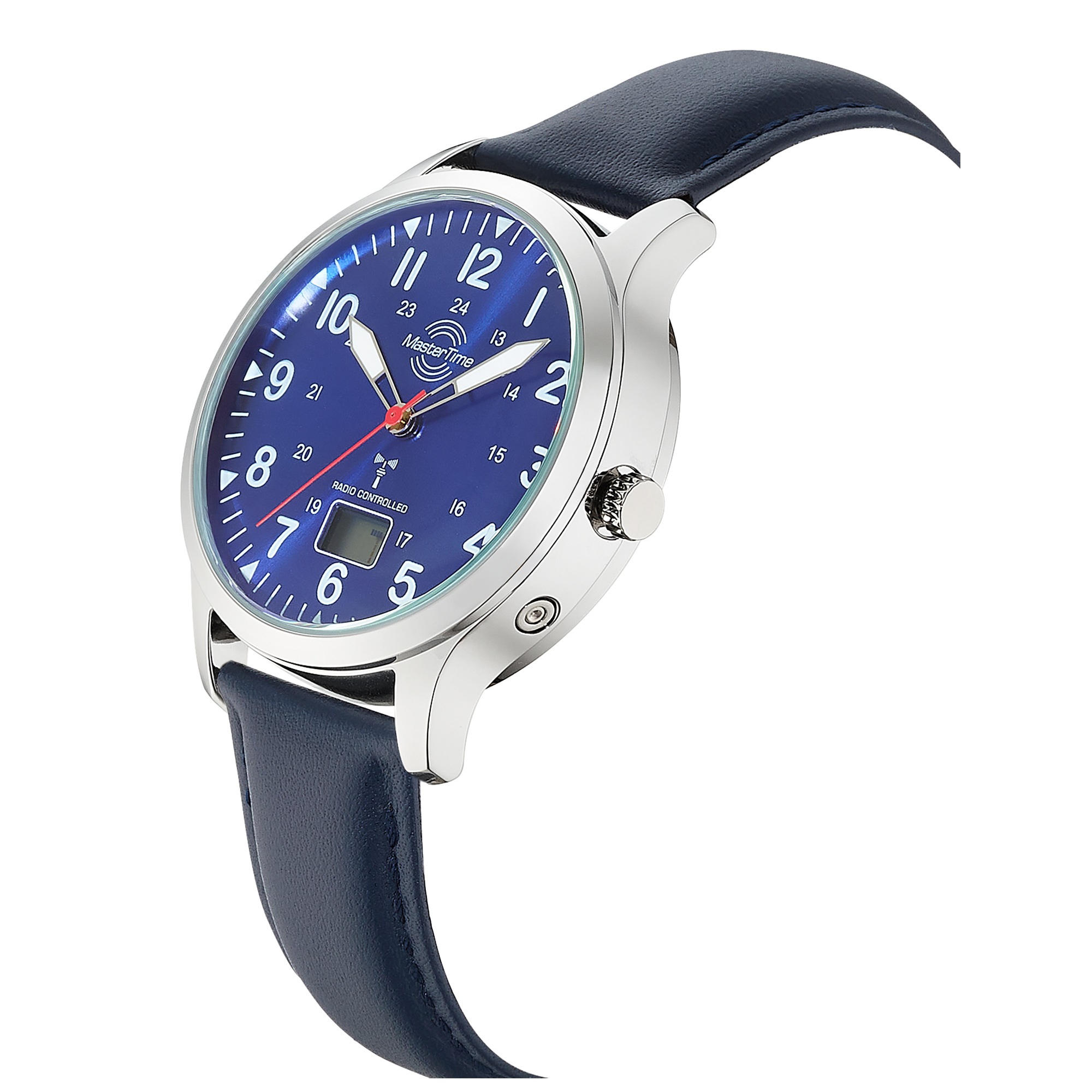 MASTER TIME Funkuhr »Aviation«, Quarzuhr, Armbanduhr, Herrenuhr, Lederarmband, analog, digital