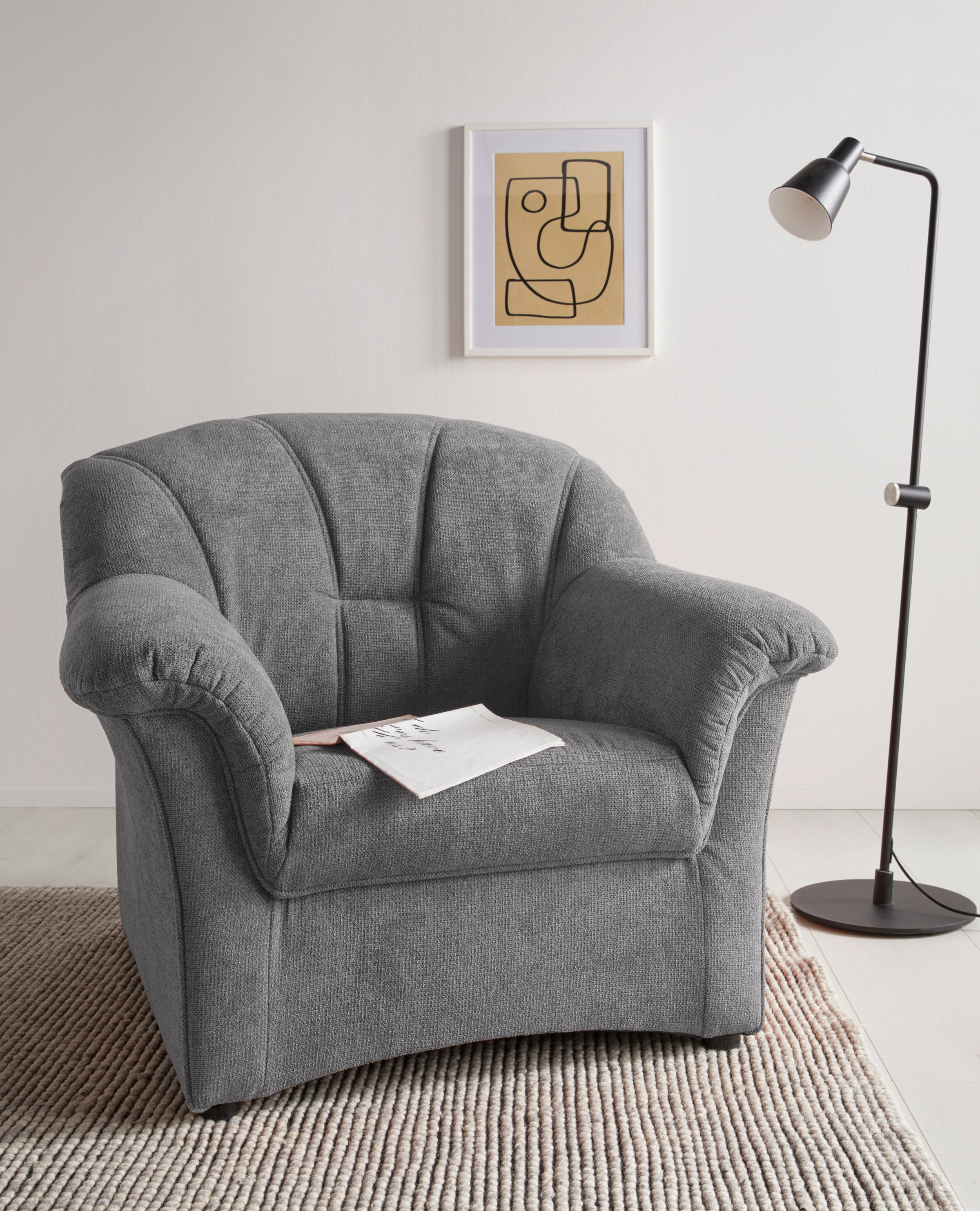 DOMO collection Sessel »Papenburg zeitlose Rückensteppung, elegante Armlehn günstig online kaufen